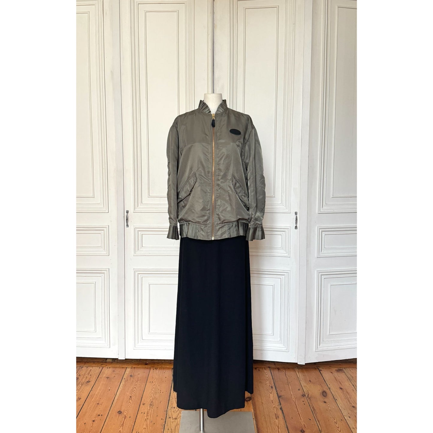 FW 2017 Khaki Pleated Bomber Jacket 
