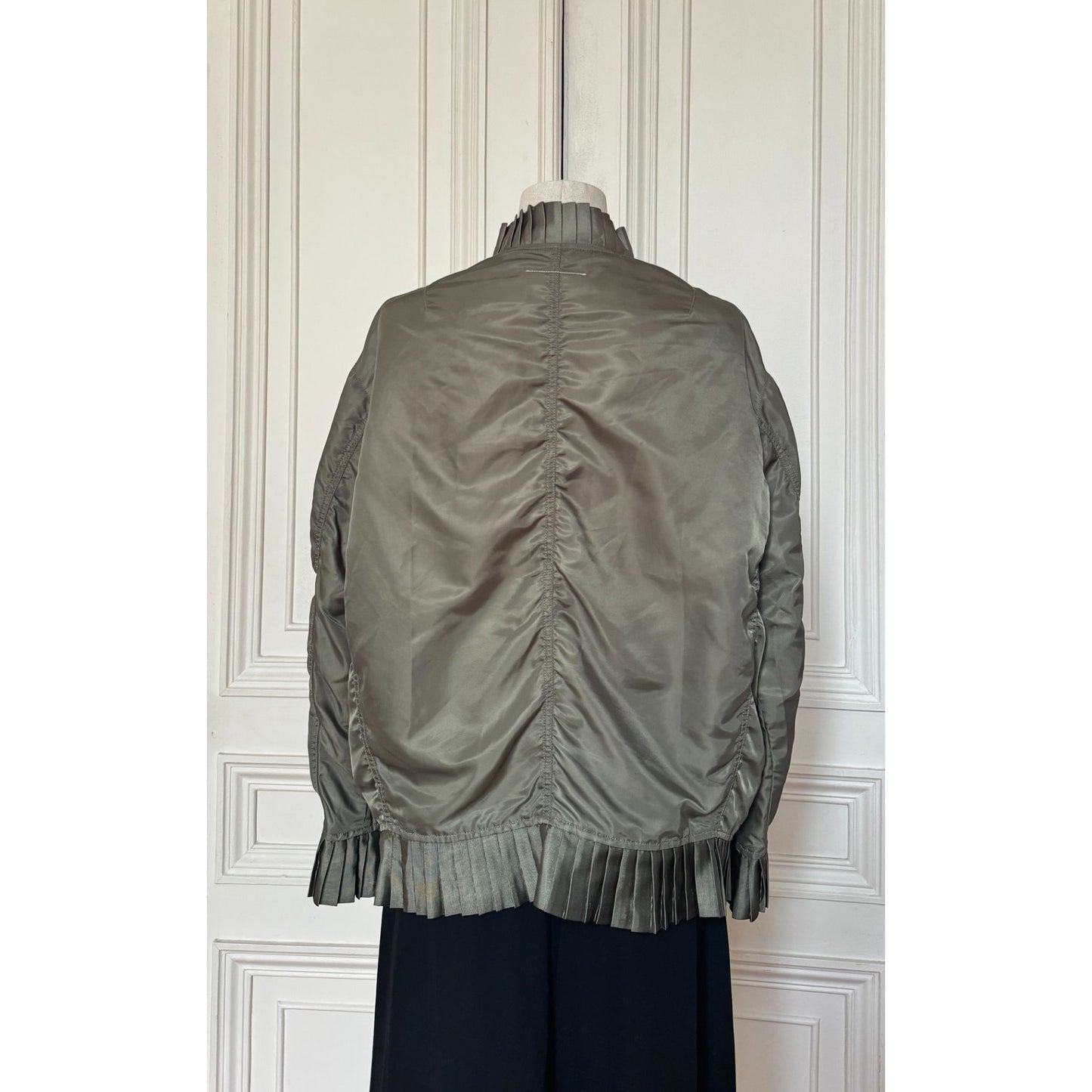 FW 2017 Khaki Pleated Bomber Jacket 