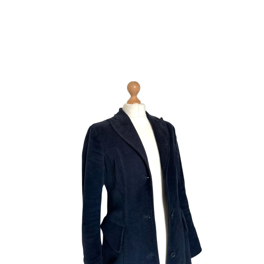 Navy Moleskin Cotton Coat