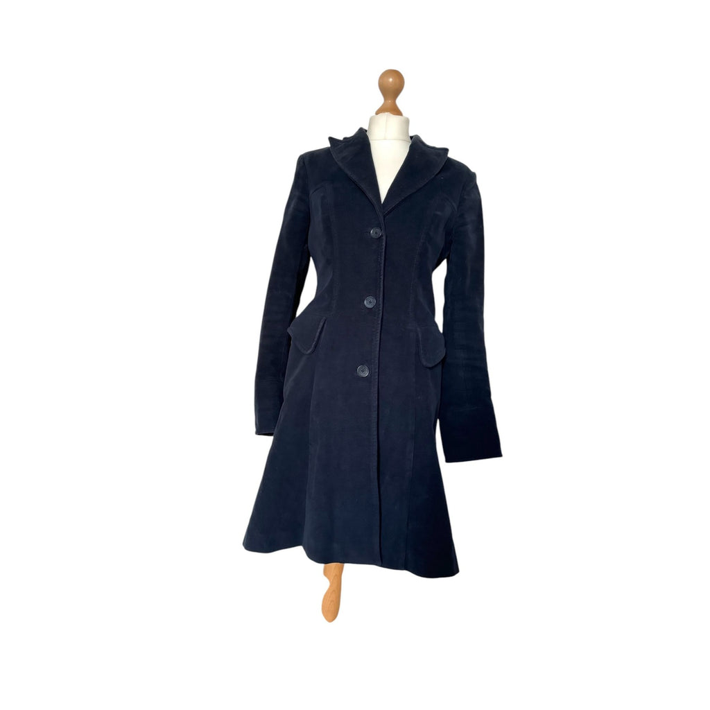 Navy Moleskin Cotton Coat