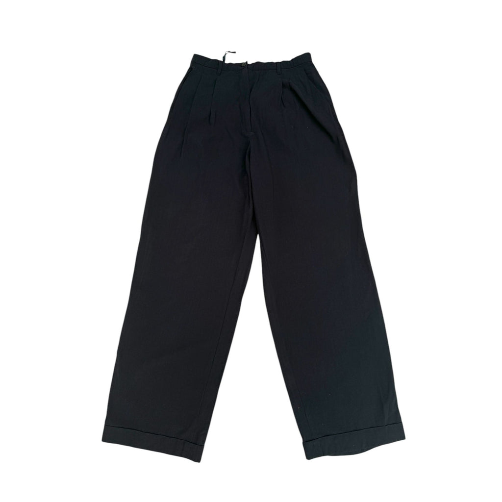 Black Wool High Waist Wide Pants