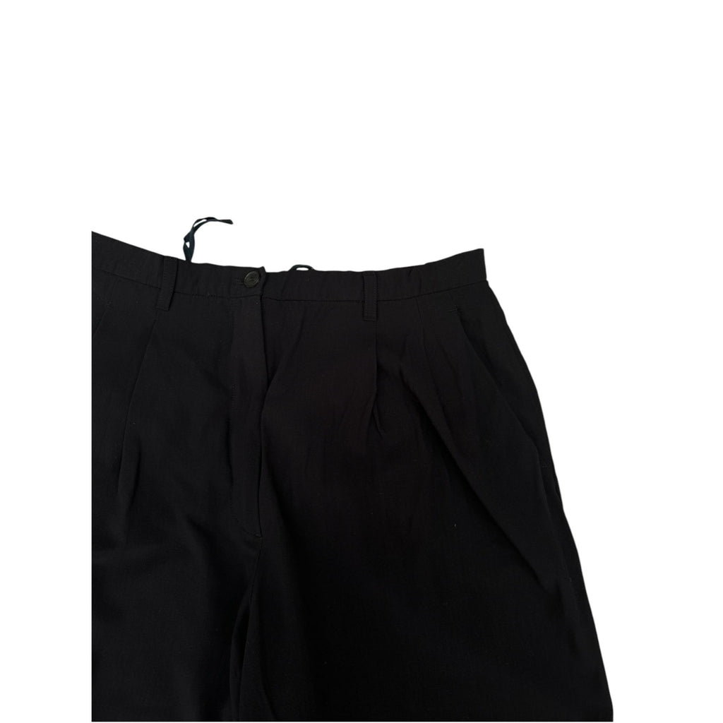 Black Wool High Waist Wide Pants