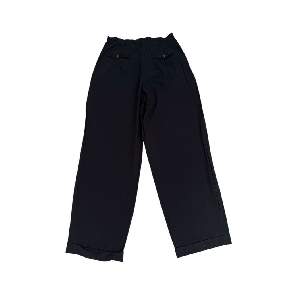 Black Wool High Waist Wide Pants