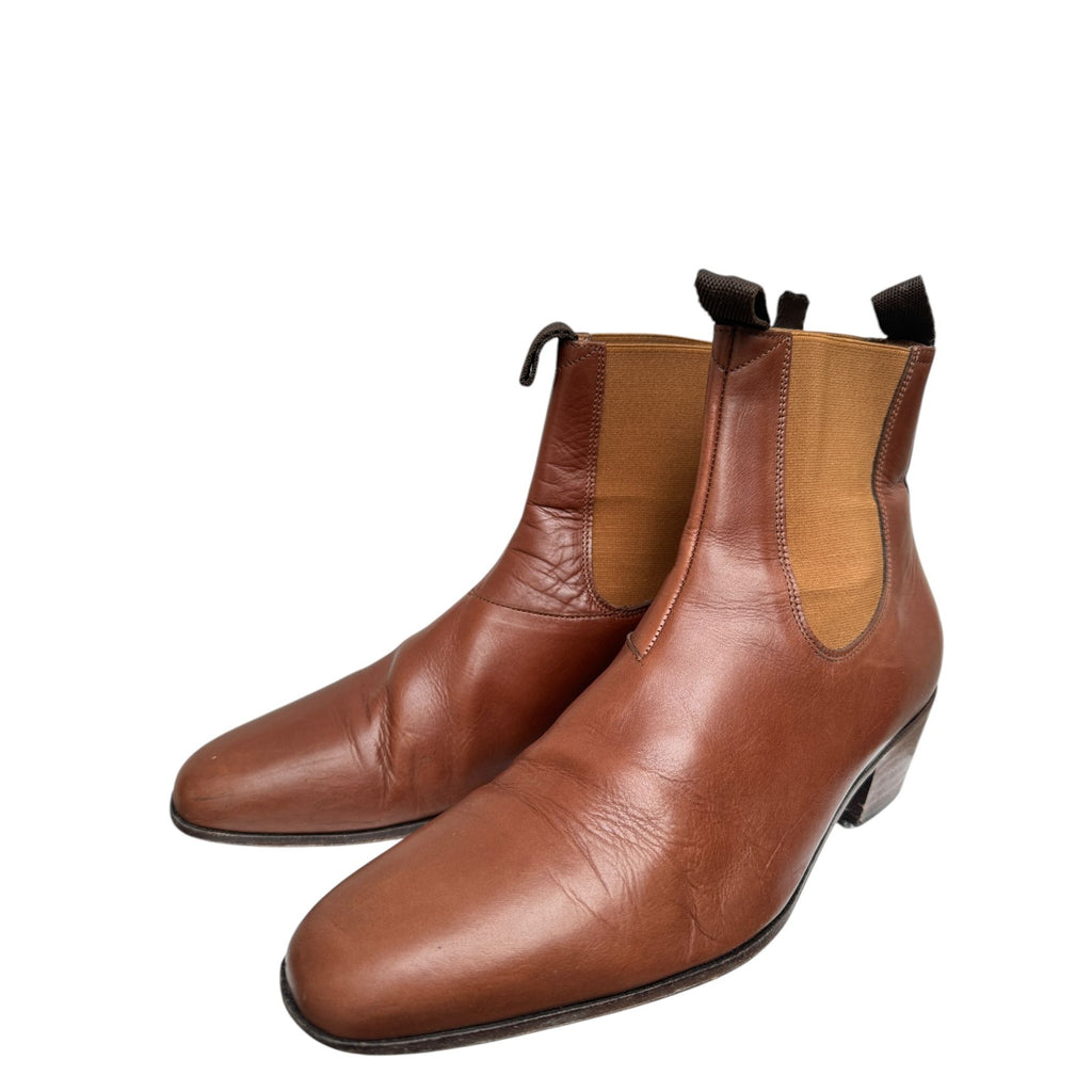 Brown Cuban Heel Chelsea Boots