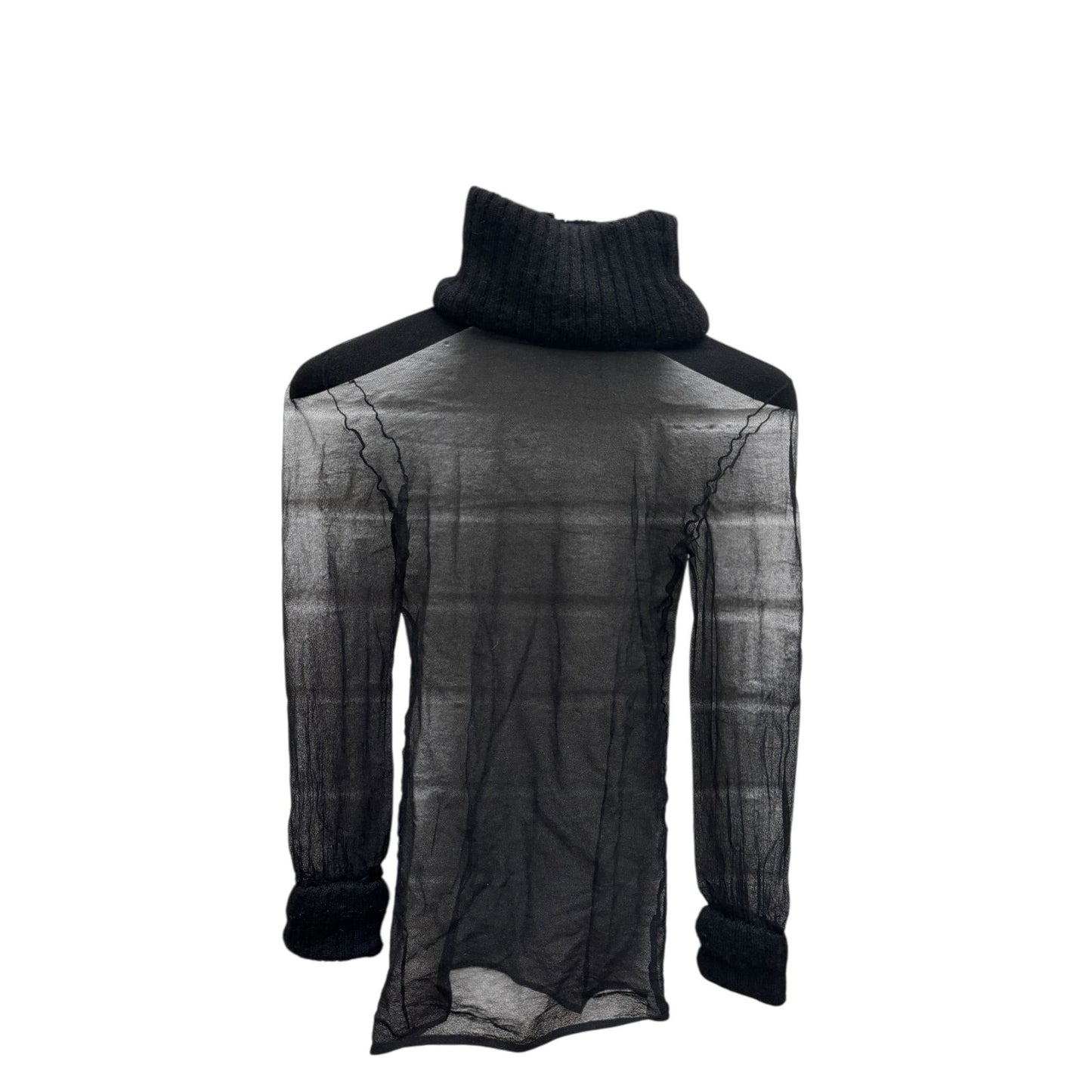 1970s Sheer Black Nylon Rollneck Size 0 — Fits XS