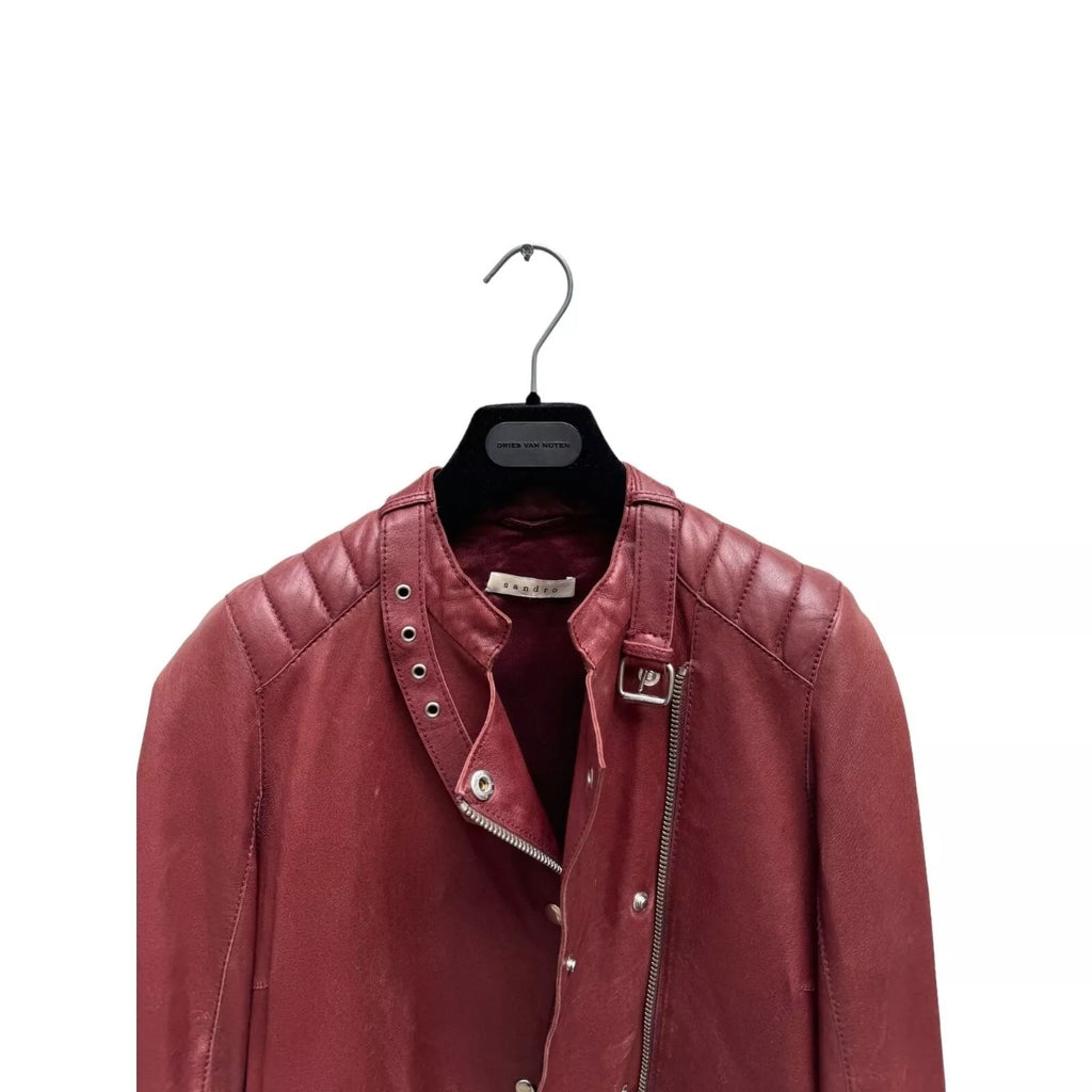 Burgundy Biker Leather Jacket