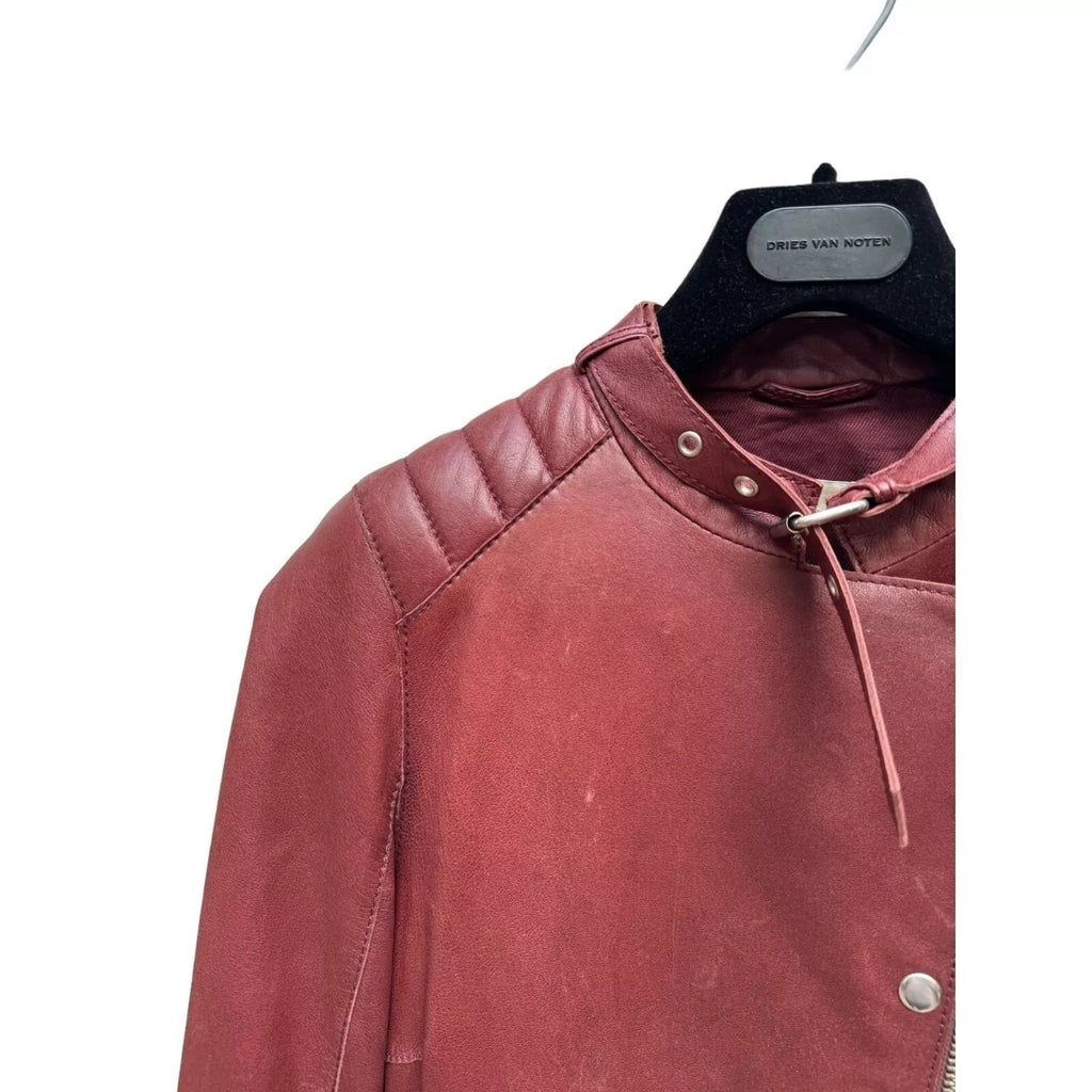 Burgundy Biker Leather Jacket