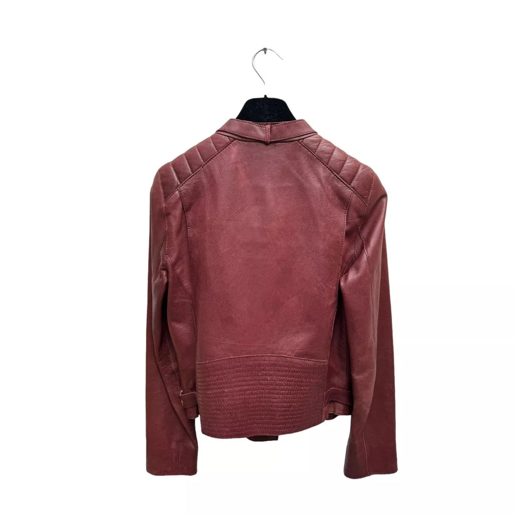 Burgundy Biker Leather Jacket