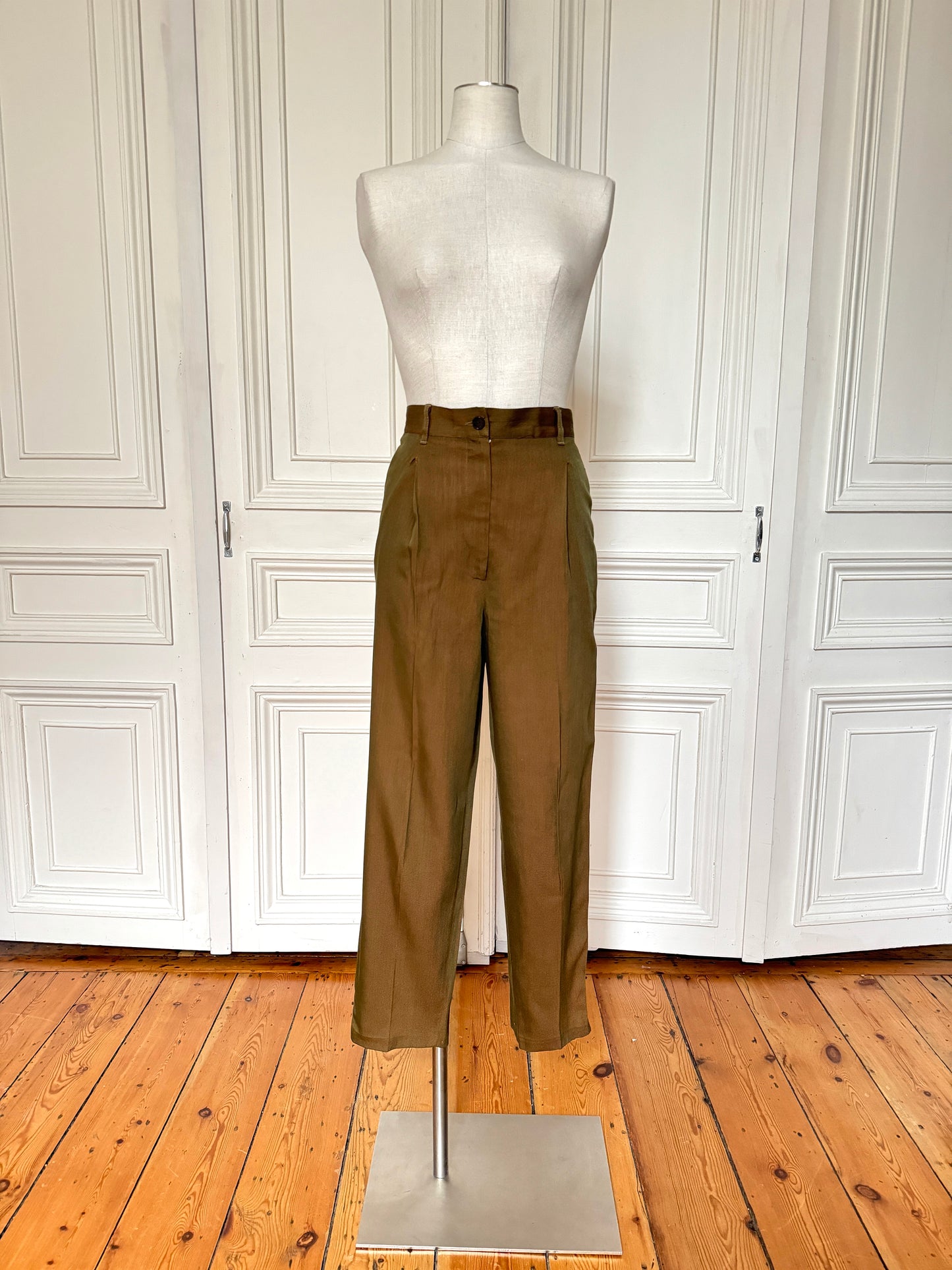 Jean Paul Gaultier 1980s Iridescent Linen Cotton Pants Suit Size XS / 34