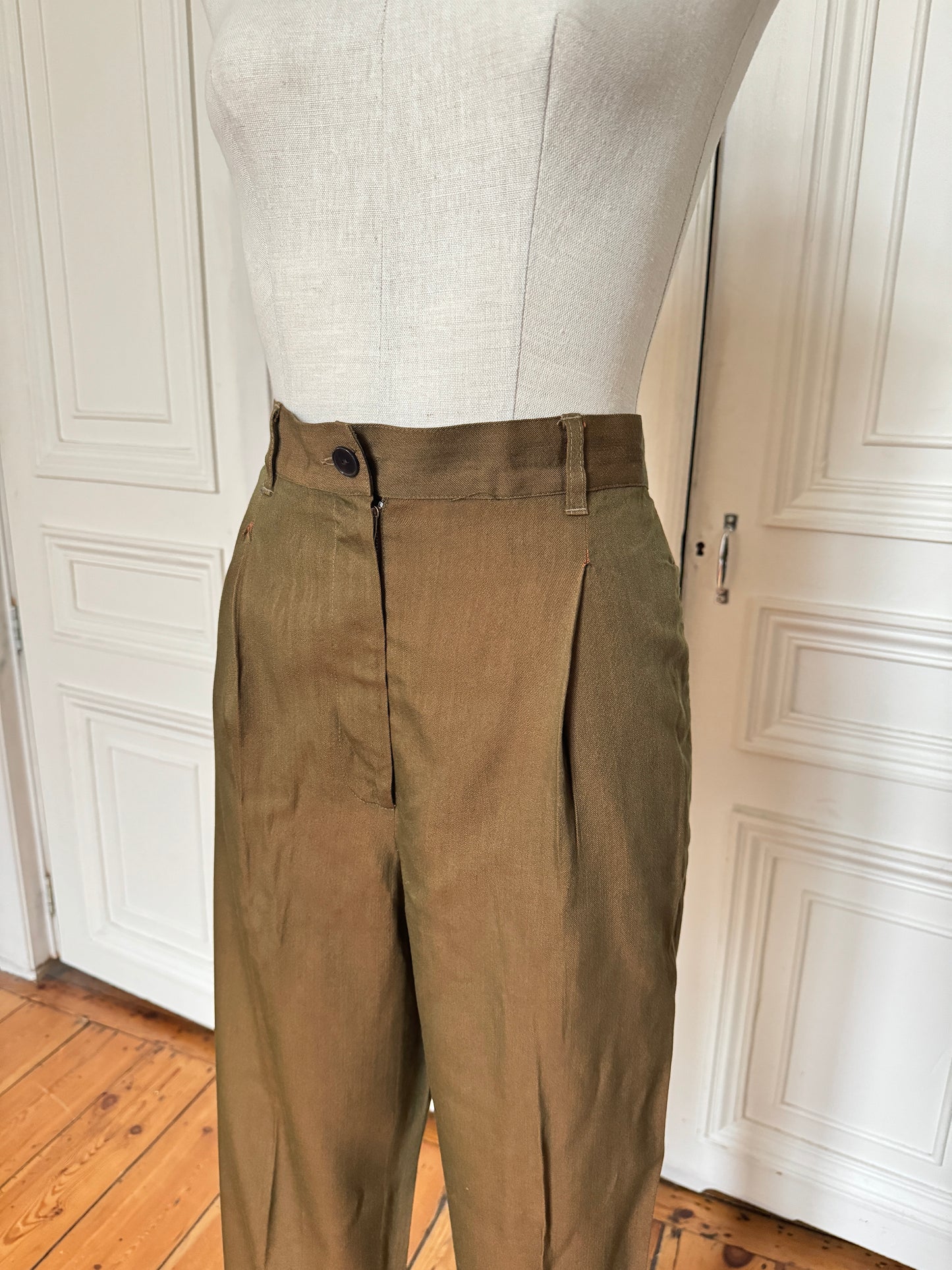 Jean Paul Gaultier 1980s Iridescent Linen Cotton Pants Suit Size XS / 34