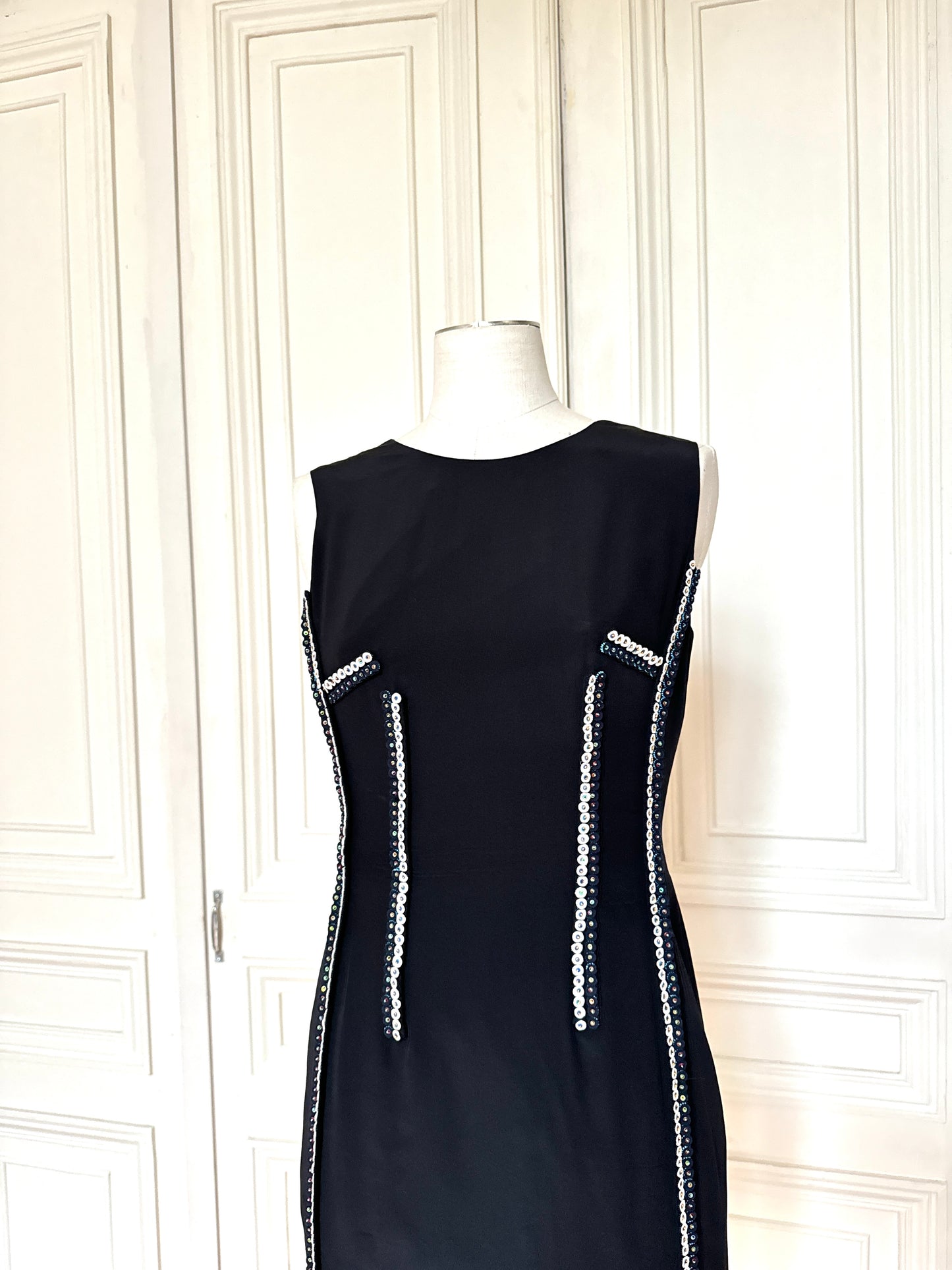 by Raf Simons 2012 Black Silk Embellished Dress