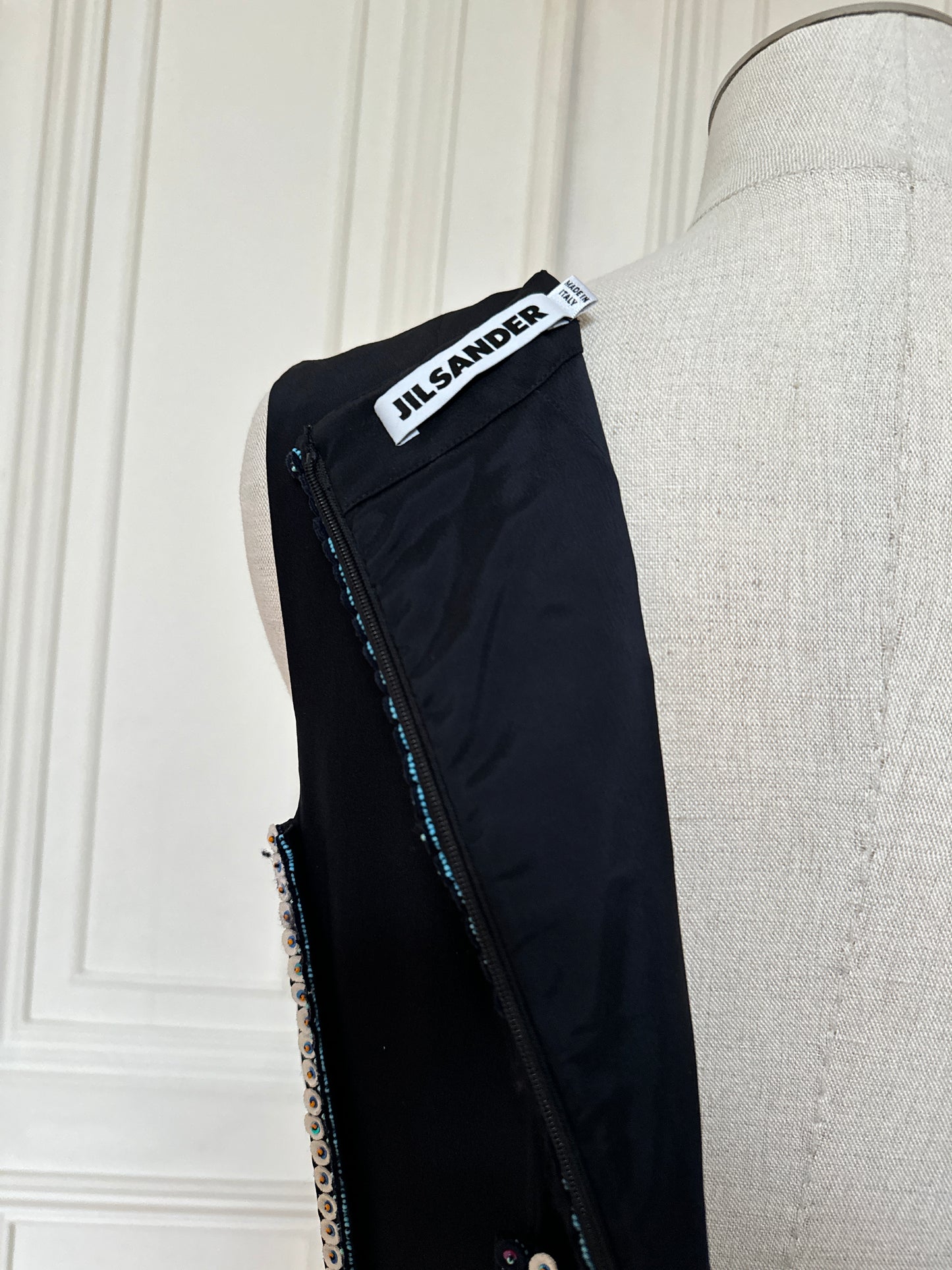by Raf Simons 2012 Black Silk Embellished Dress
