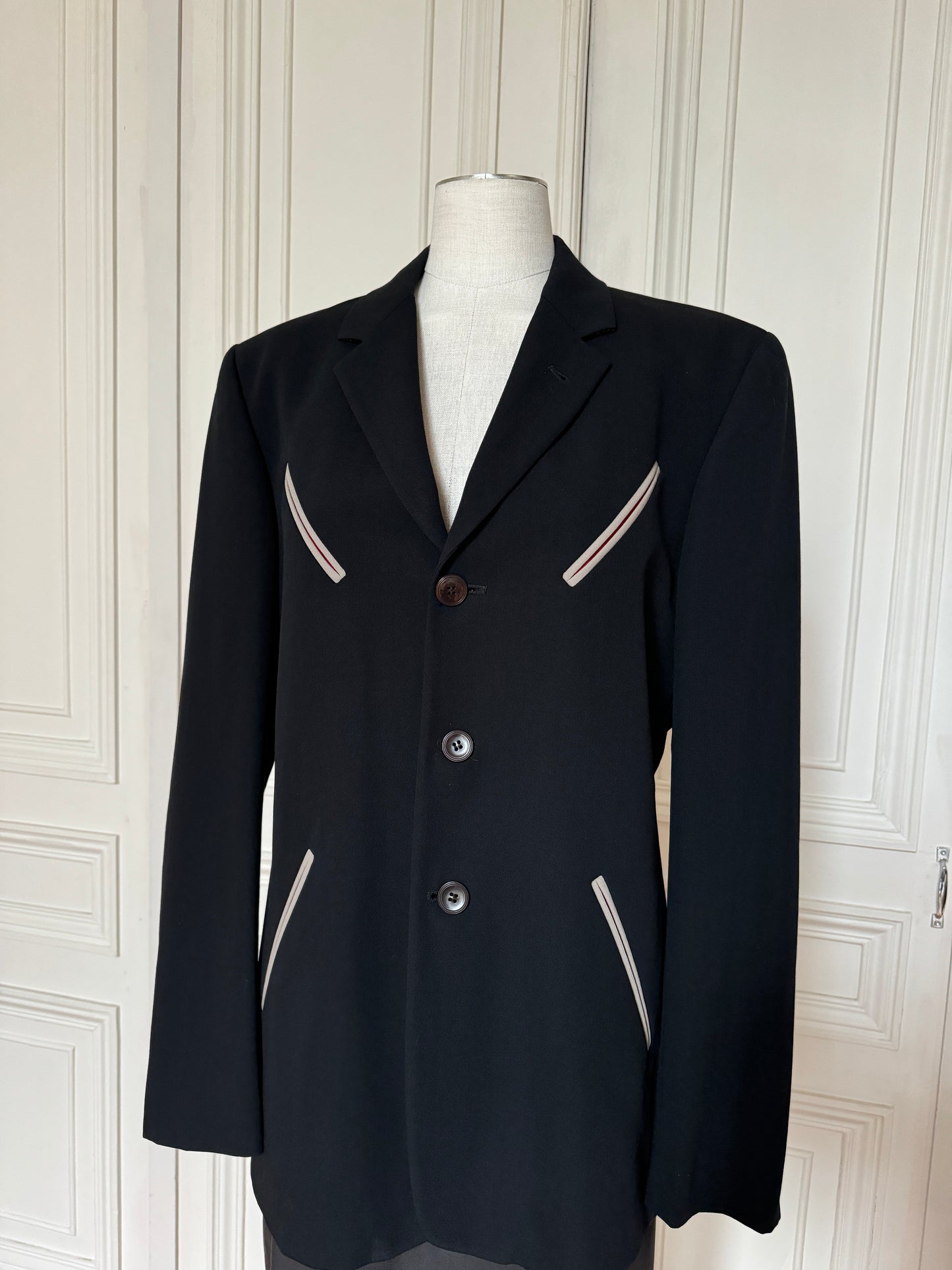 Early 2000s Black Wool Blazer Jacket