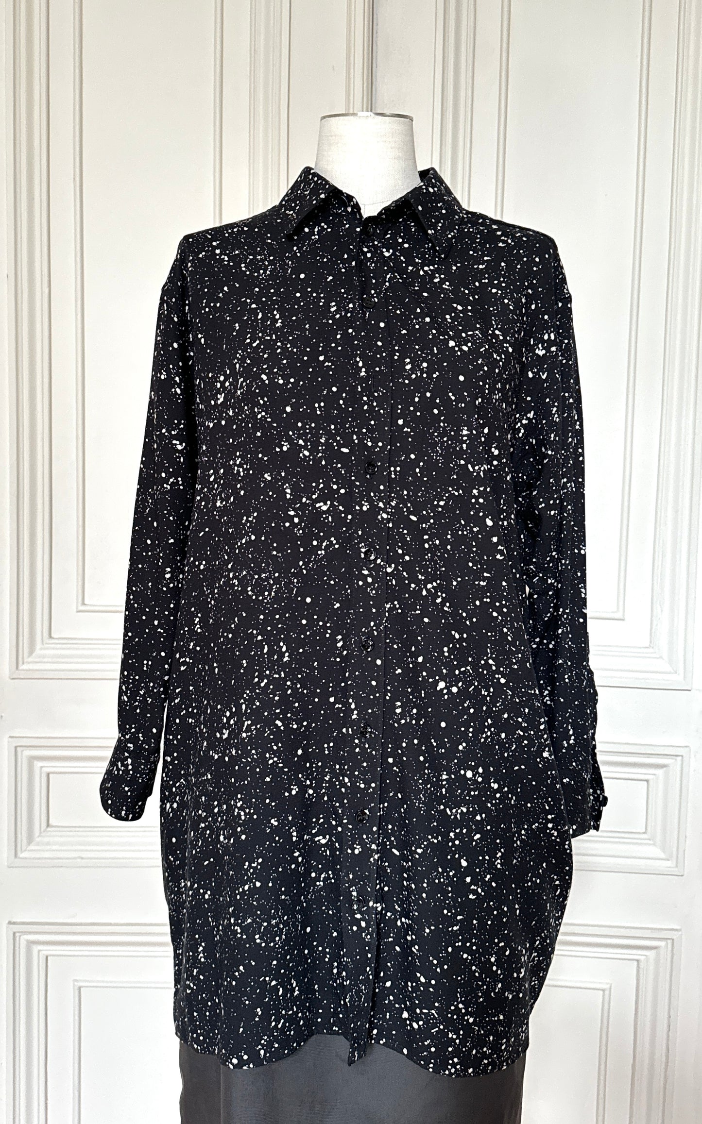 Saint Laurent Paris By Hedi Slimane 2015 Black Splattered Shirt Size 36 / S