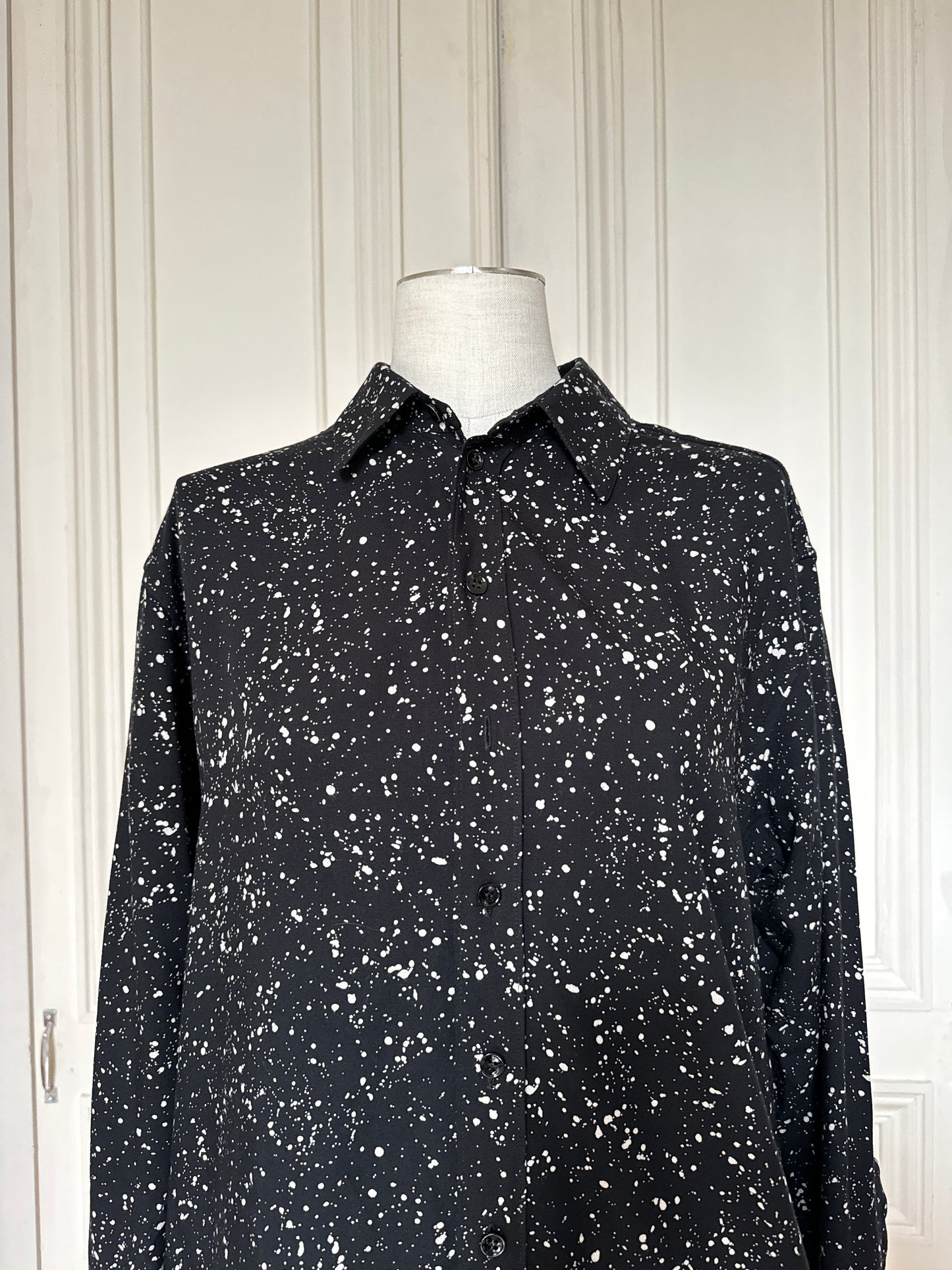Saint Laurent Paris By Hedi Slimane 2015 Black Splattered Shirt Size 36 / S