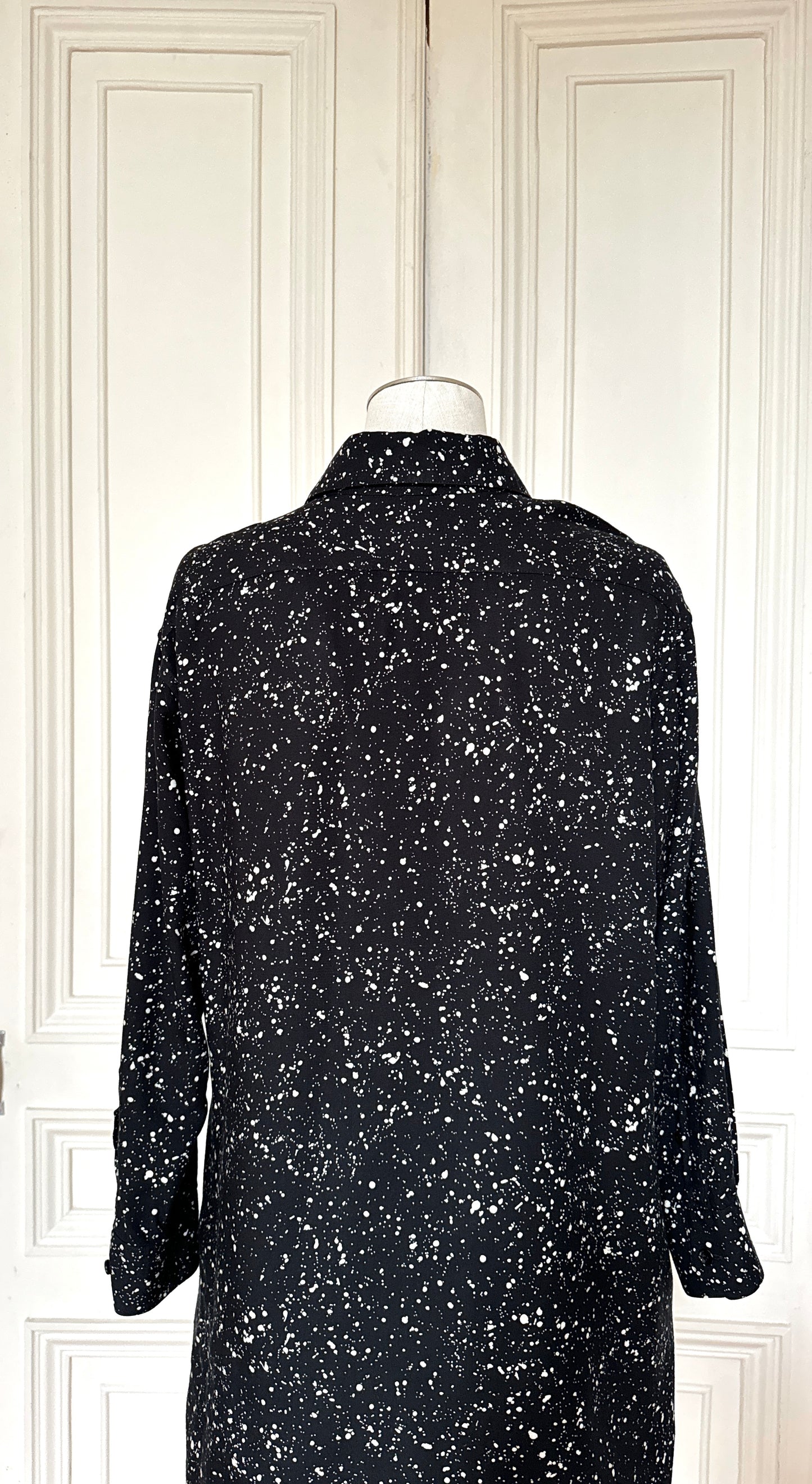 Saint Laurent Paris By Hedi Slimane 2015 Black Splattered Shirt Size 36 / S