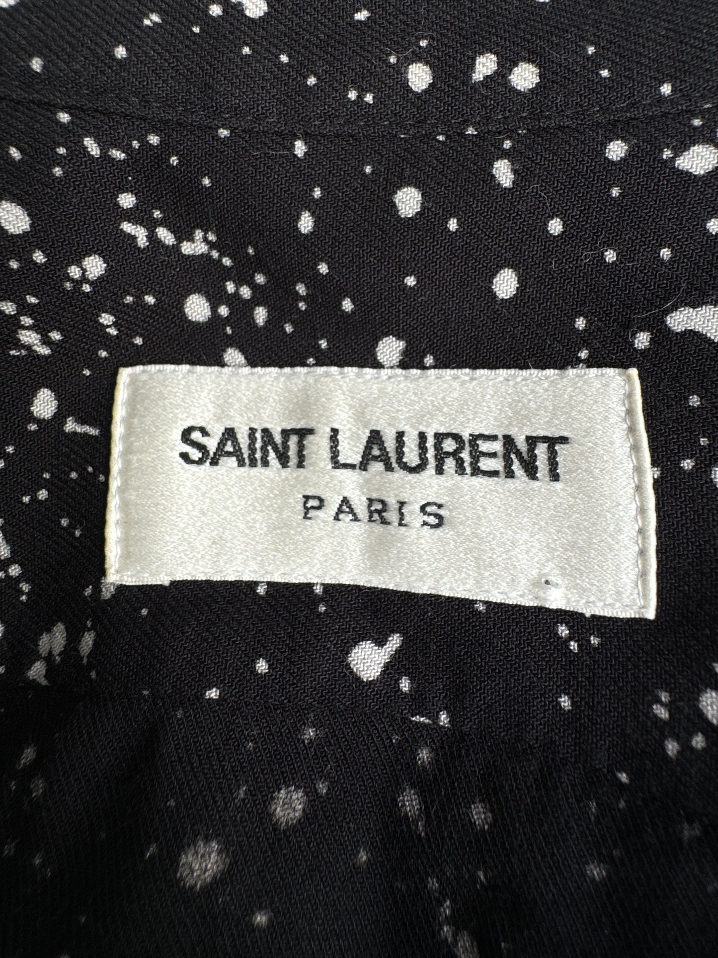 Saint Laurent Paris By Hedi Slimane 2015 Black Splattered Shirt Size 36 / S
