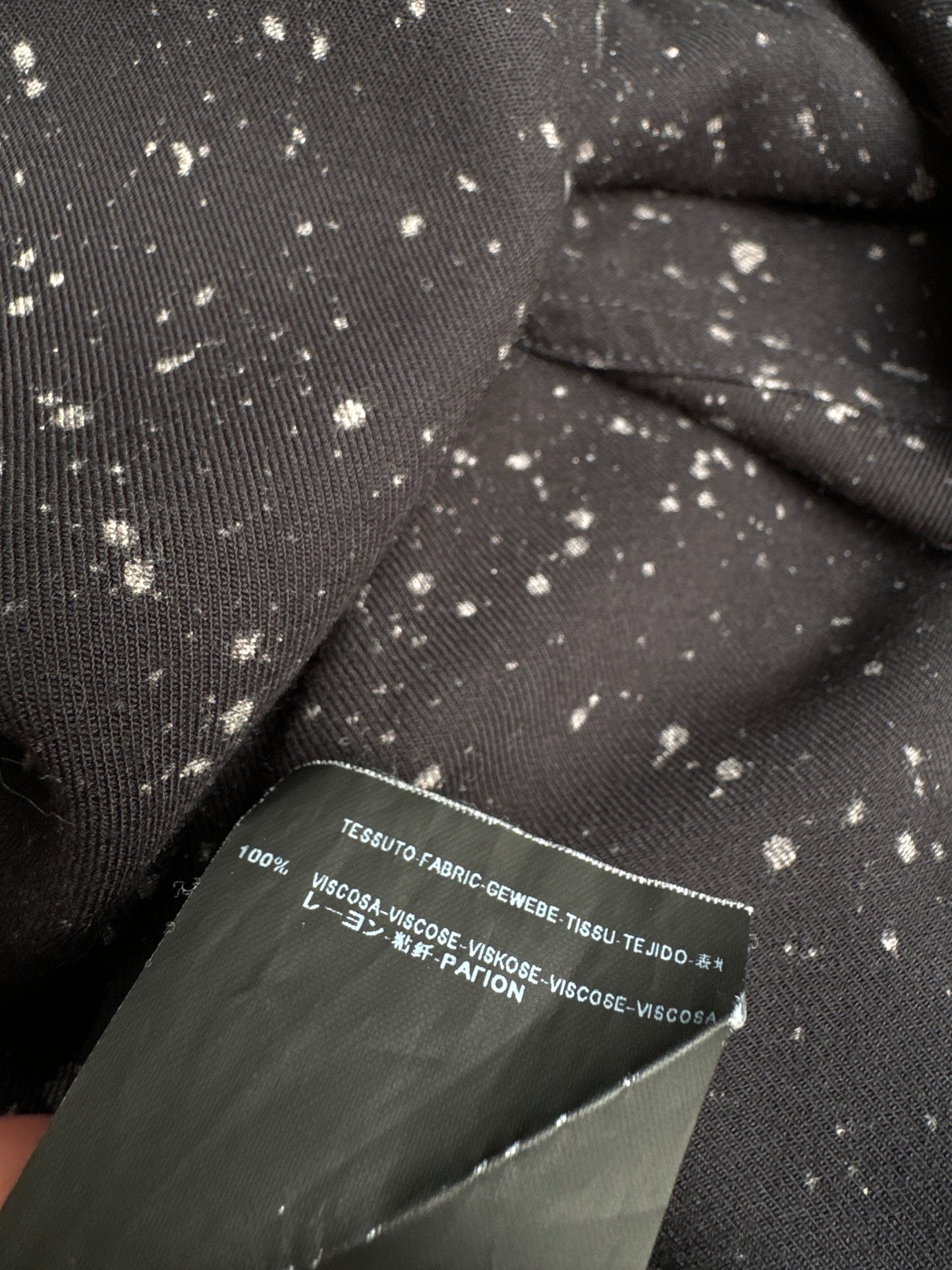 Saint Laurent Paris By Hedi Slimane 2015 Black Splattered Shirt Size 36 / S