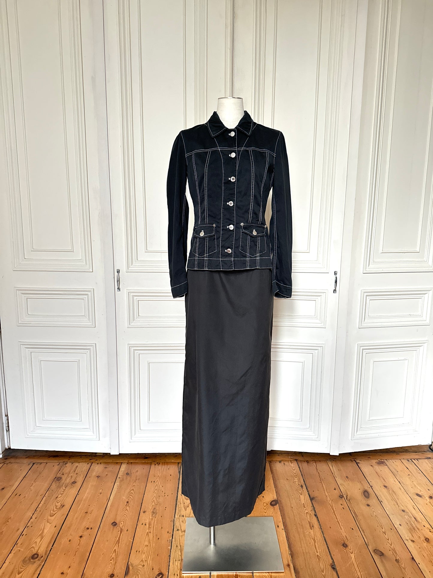 Black Contrast Stitch Jacket
