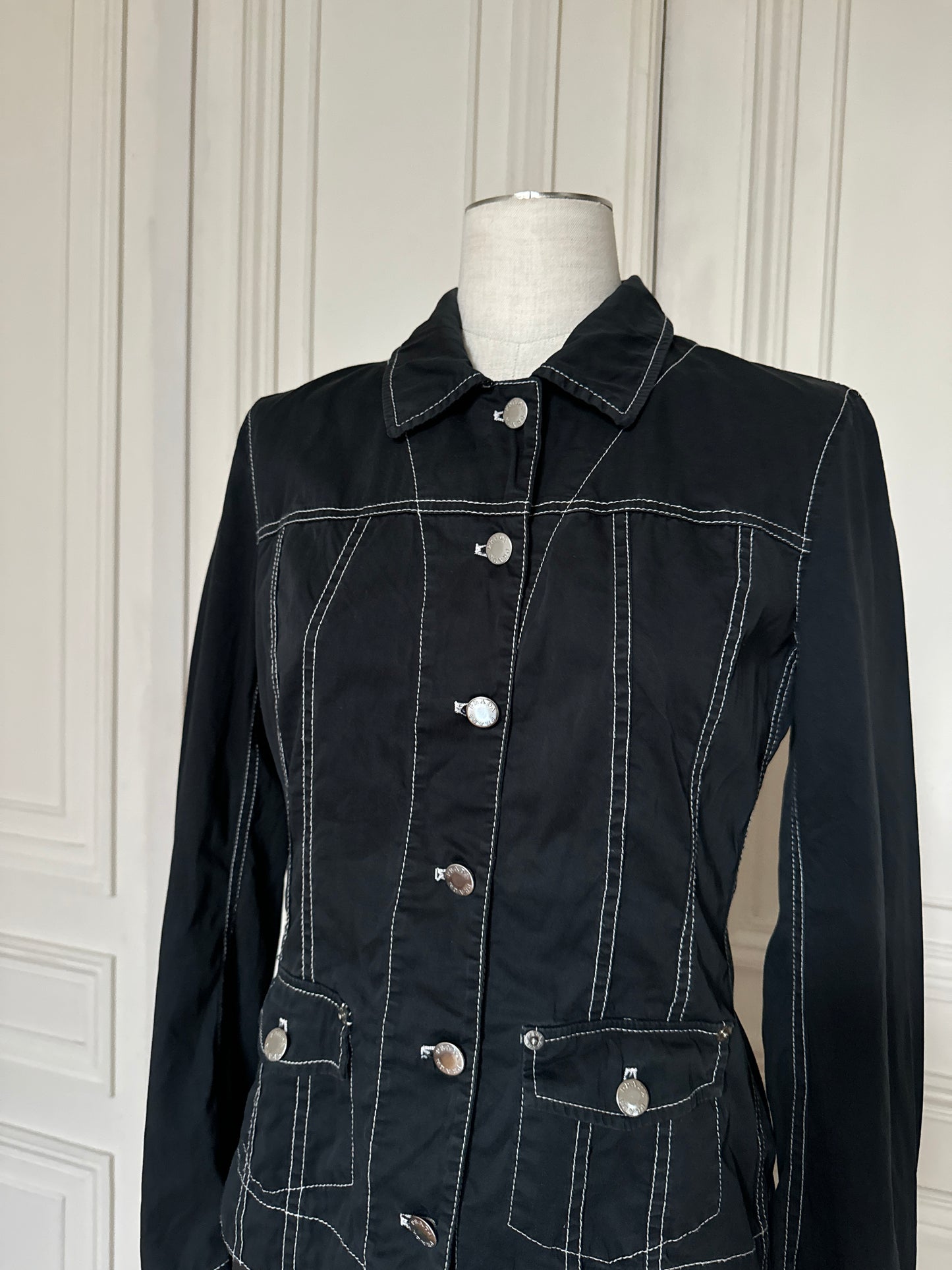 Black Contrast Stitch Jacket