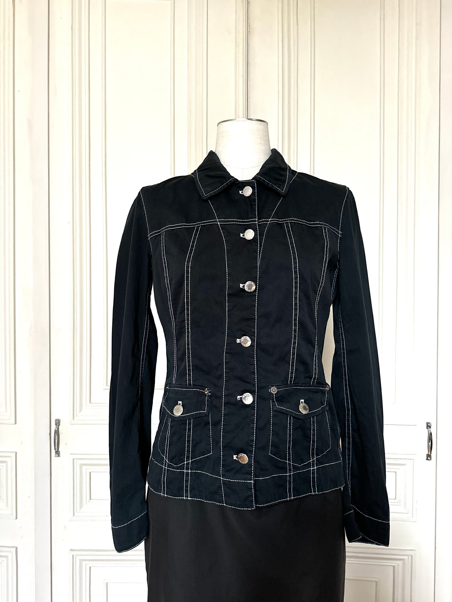 Black Contrast Stitch Jacket