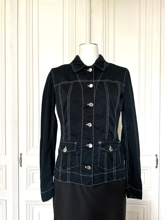 Black Contrast Stitch Jacket