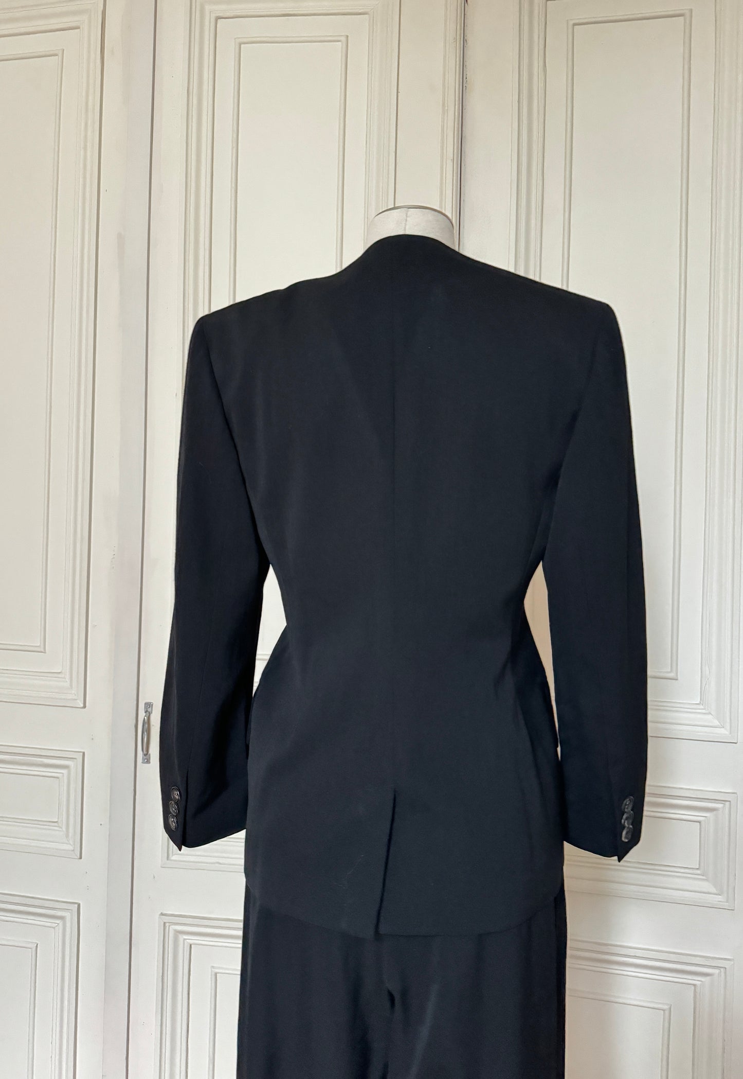 1980s Black Wool Pants Suit Size IT 40 EU 36