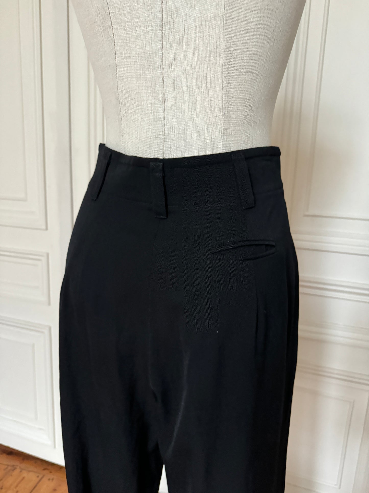 1980s Black Wool Pants Suit Size IT 40 EU 36