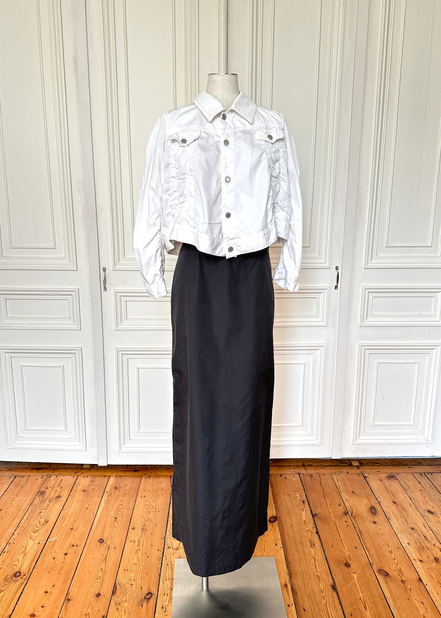 White Cotton Cropped Jacket 