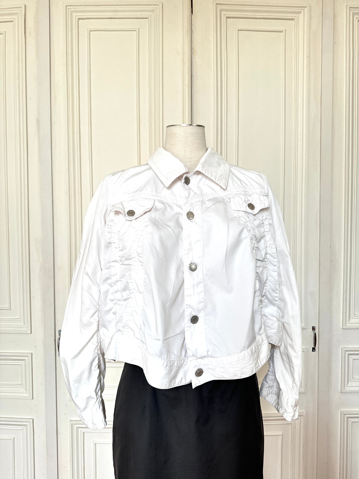 White Cotton Cropped Jacket 
