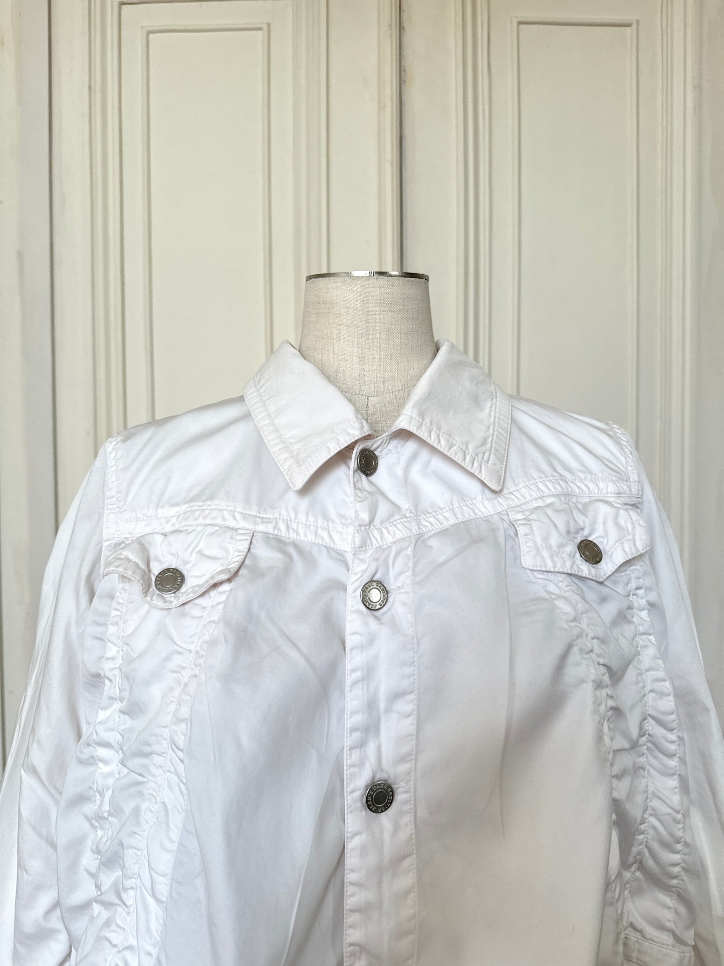 White Cotton Cropped Jacket 
