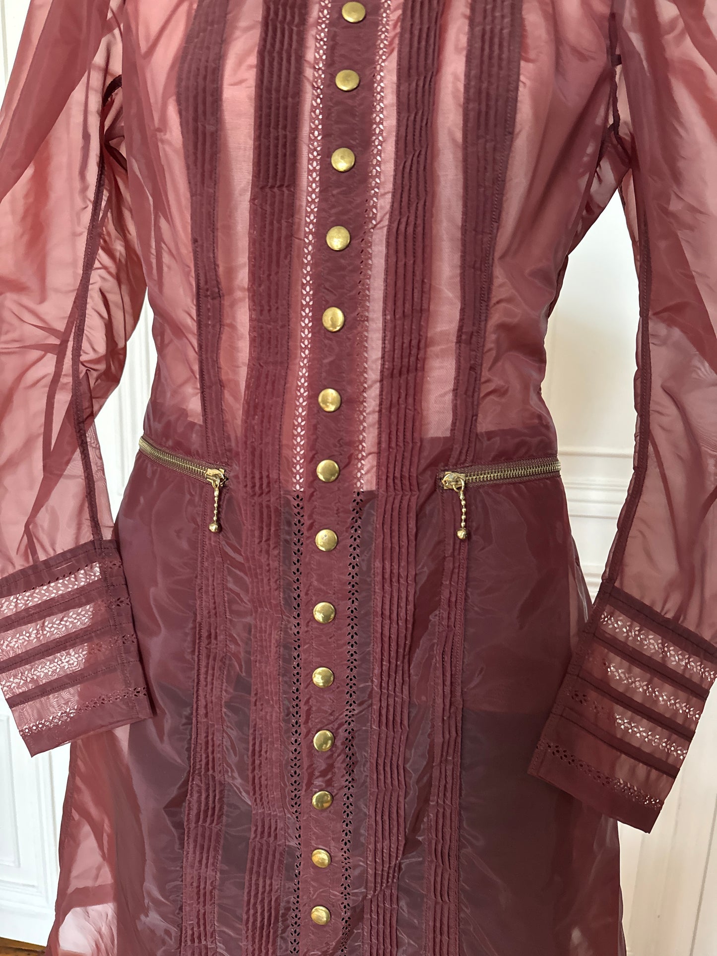 1990s Burgundy Victorian Gazar Silk Coat