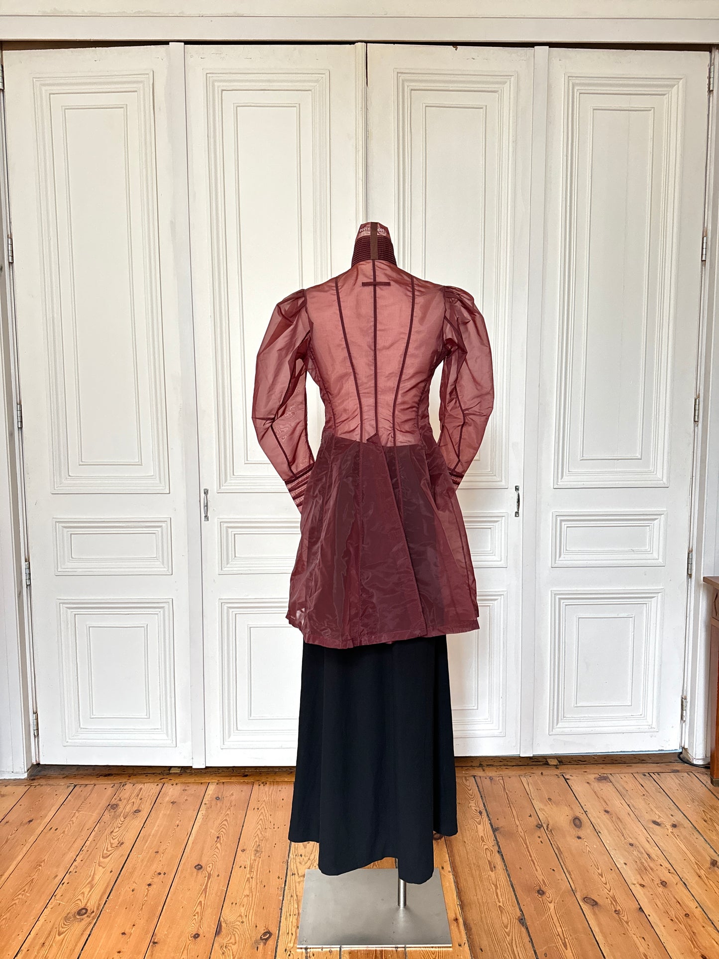1990s Burgundy Victorian Gazar Silk Coat