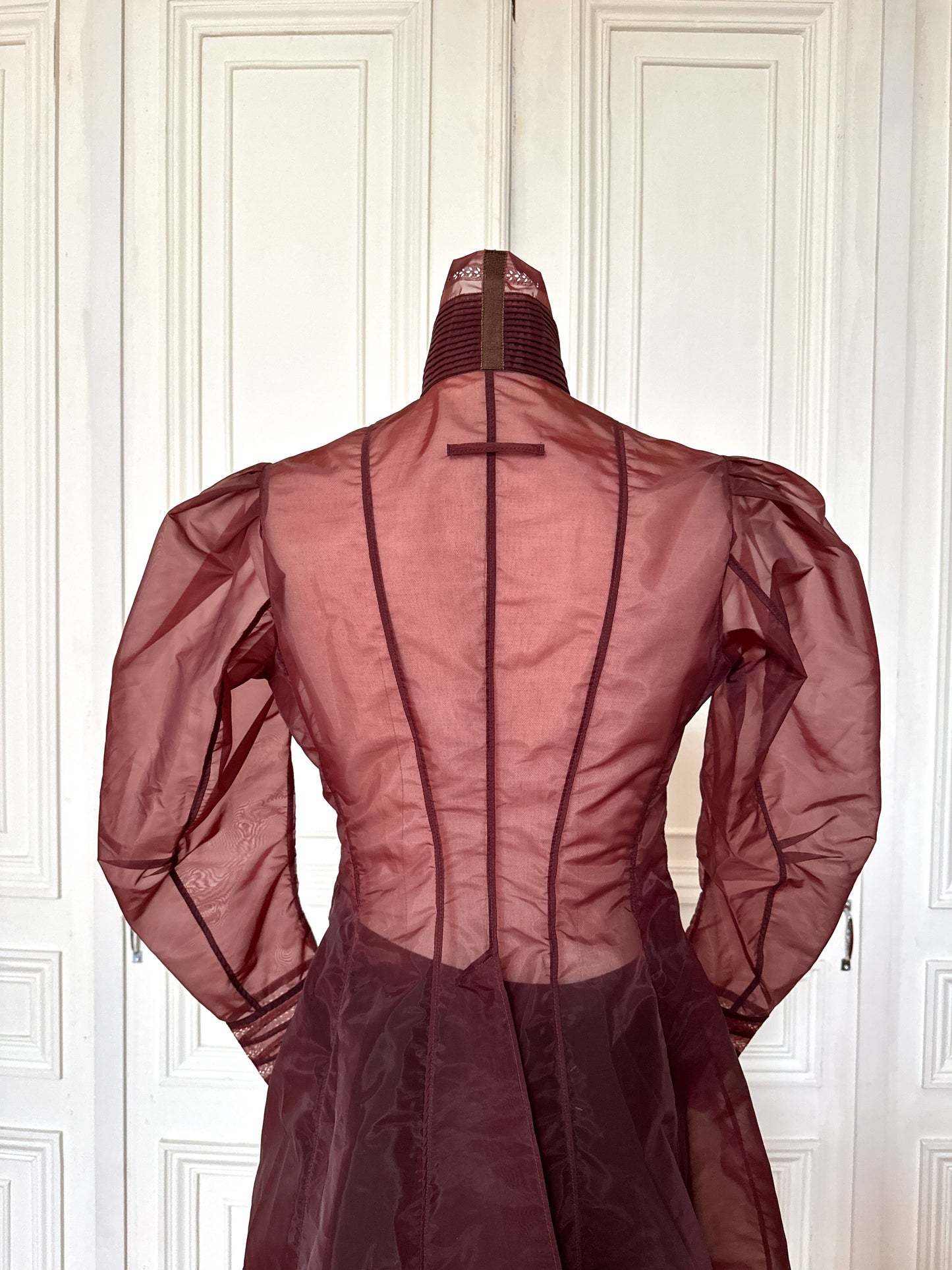 1990s Burgundy Victorian Gazar Silk Coat