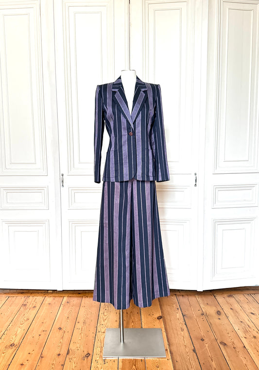 1990s Striped Linen Pants Suit