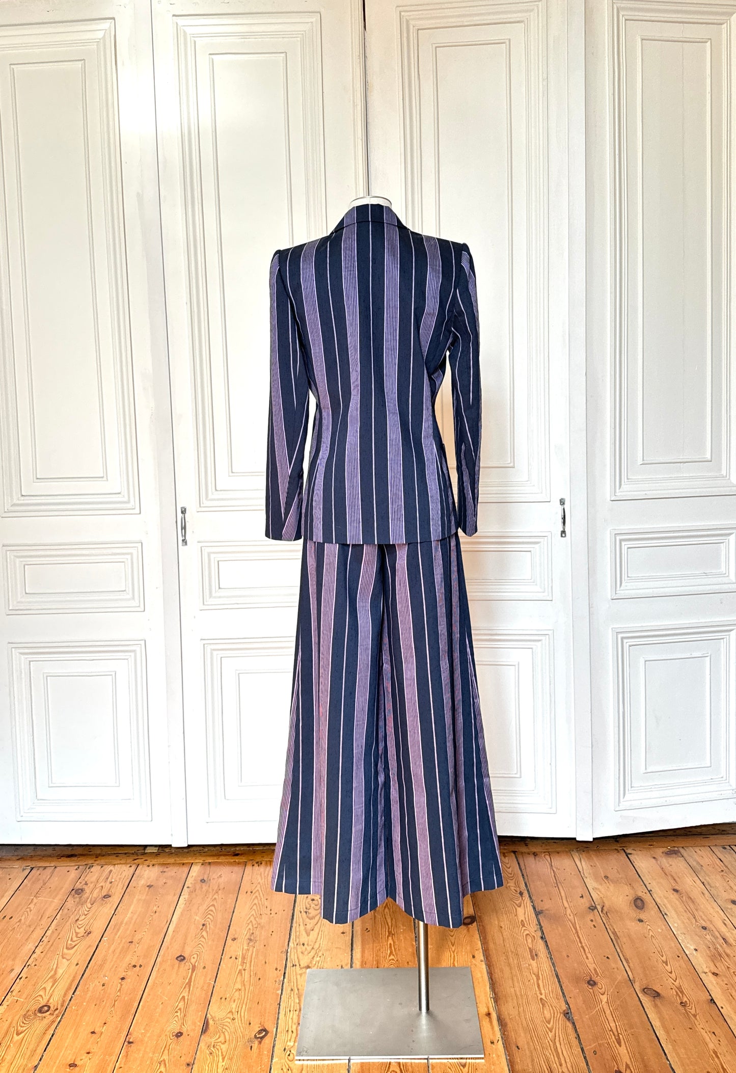 1990s Striped Linen Pants Suit