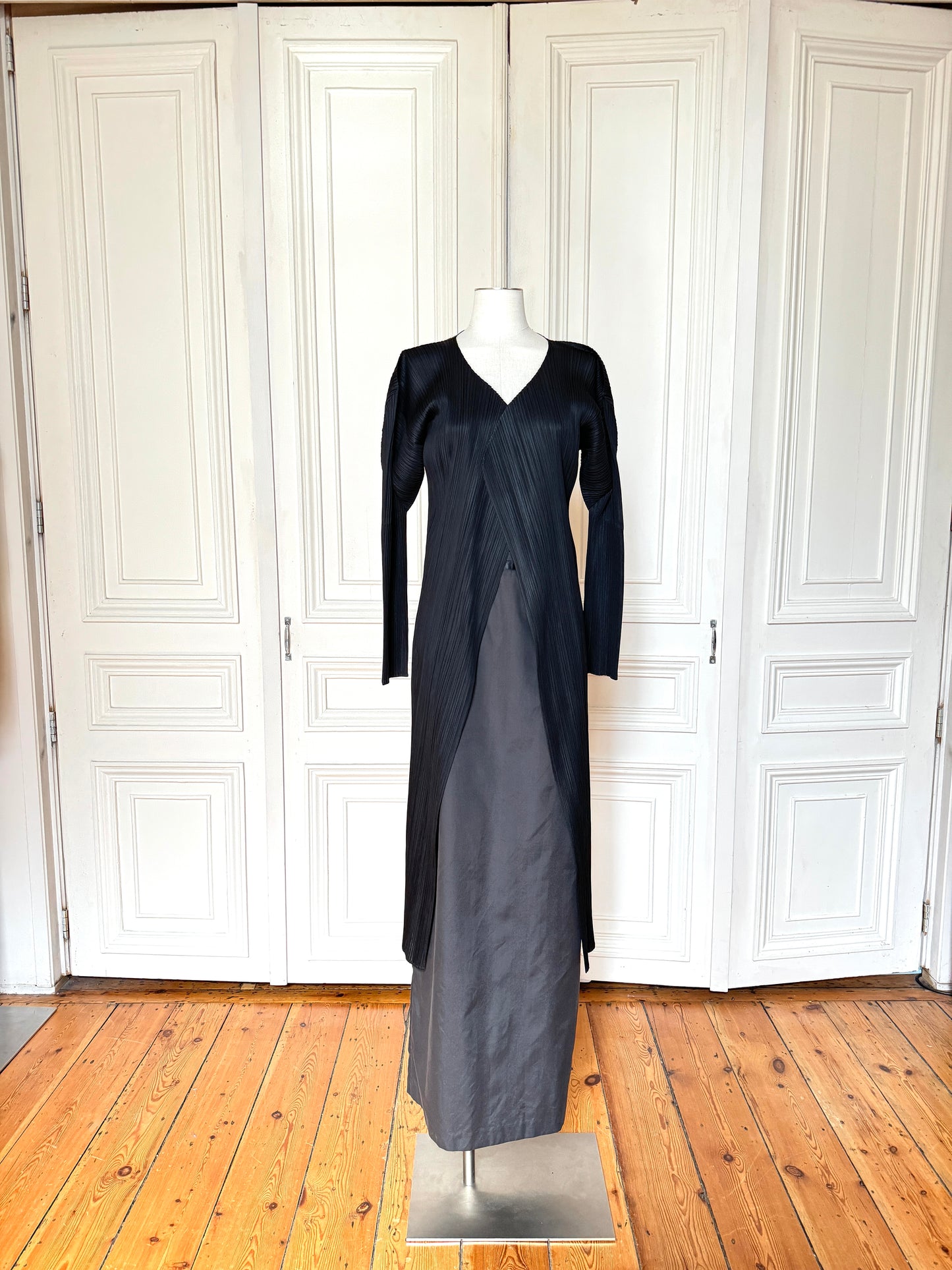 Pleats Please Black Pleated Coat