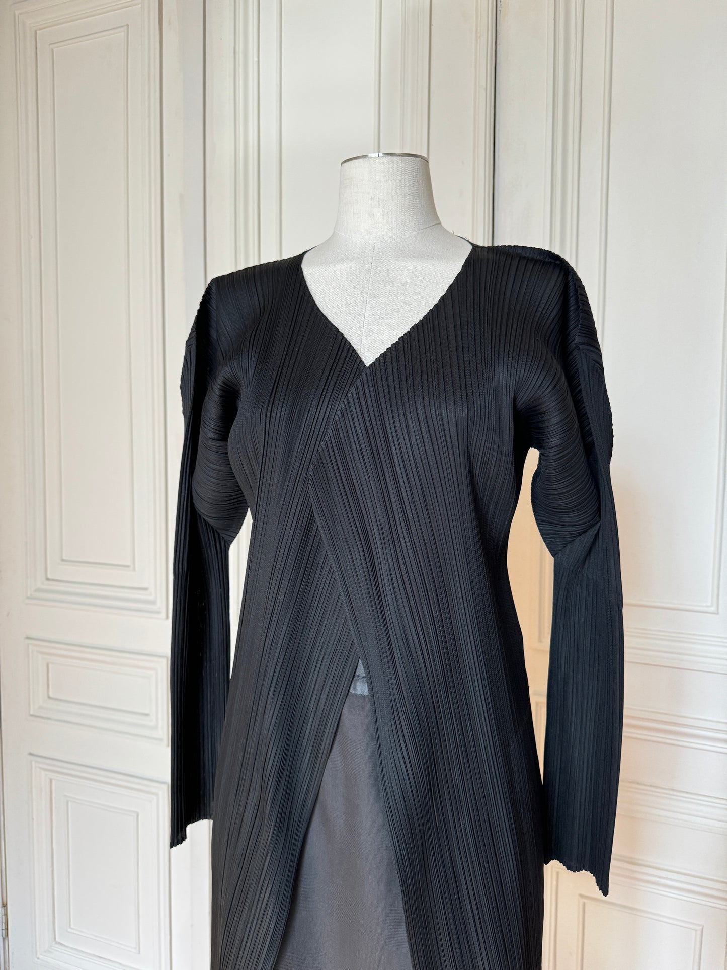 Pleats Please Black Pleated Coat