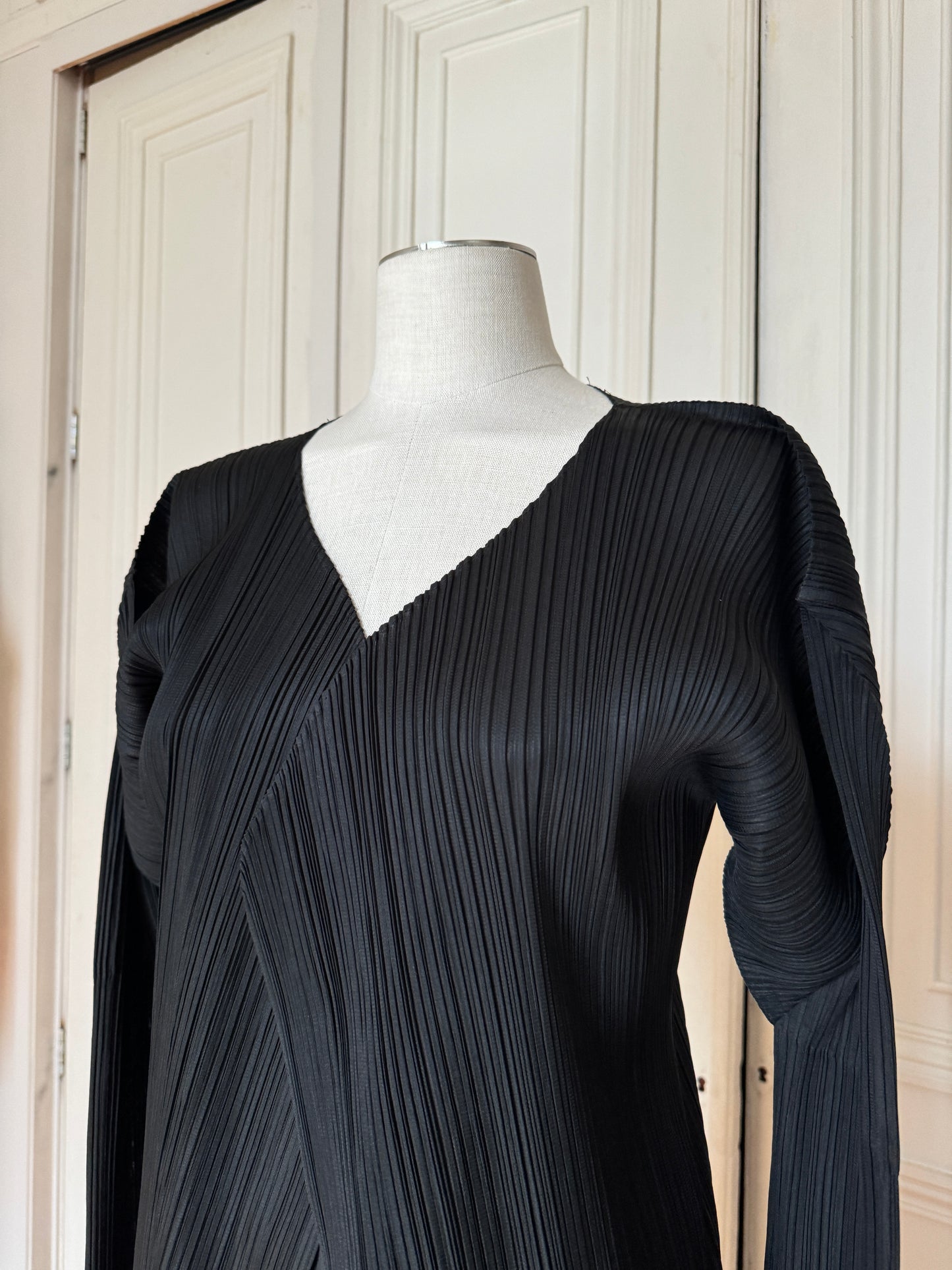 Pleats Please Black Pleated Coat