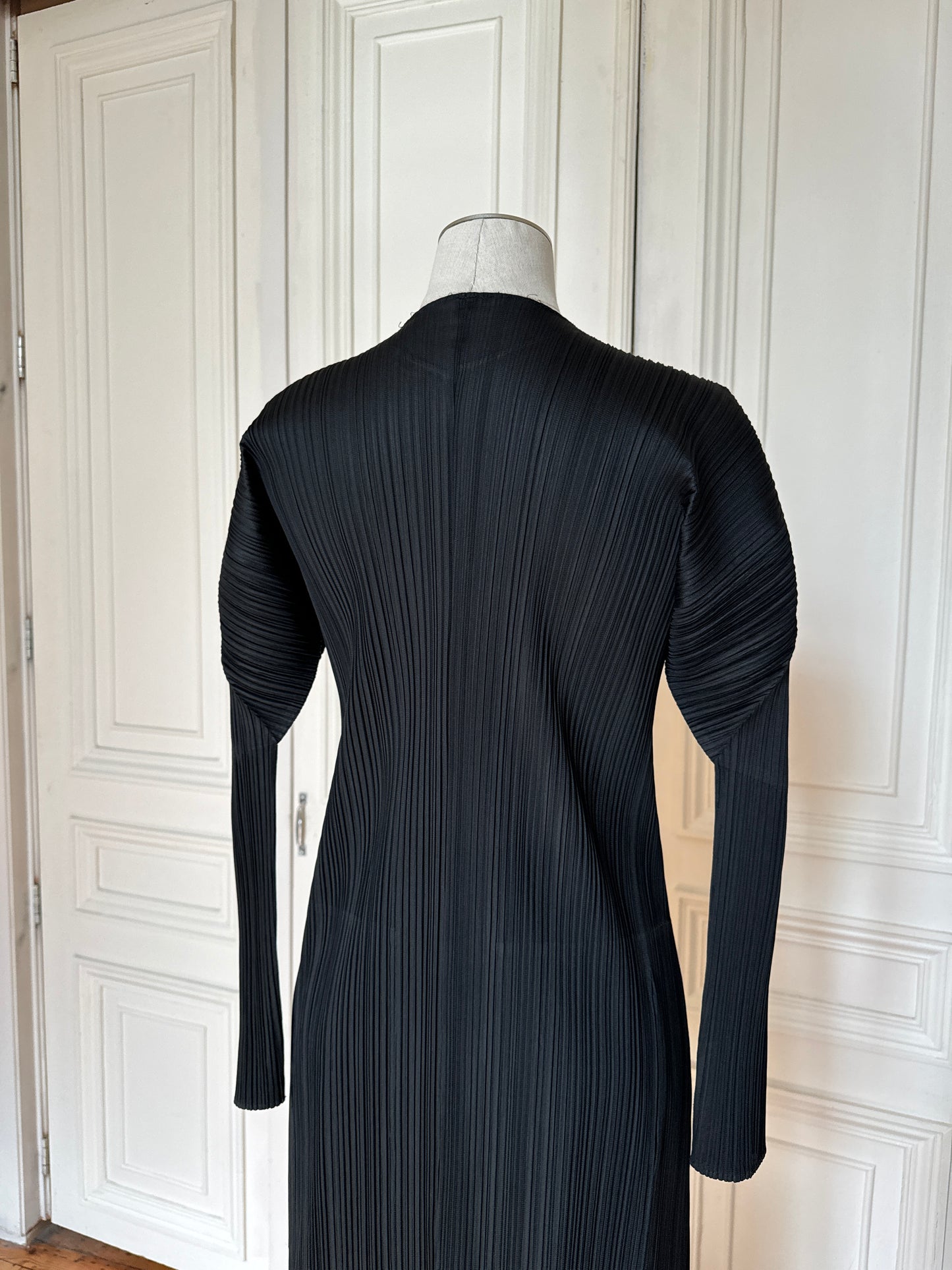Pleats Please Black Pleated Coat