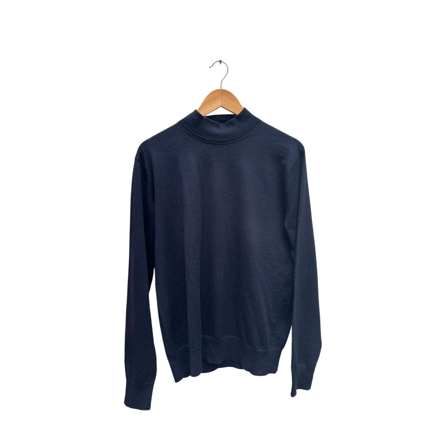 Merino Wool Navy Rollneck Sweater