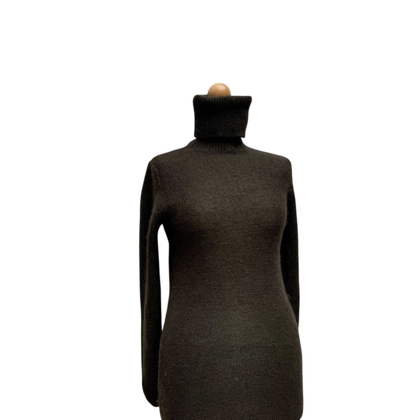 Vintage Brown Wool Ribbed Knit Dress