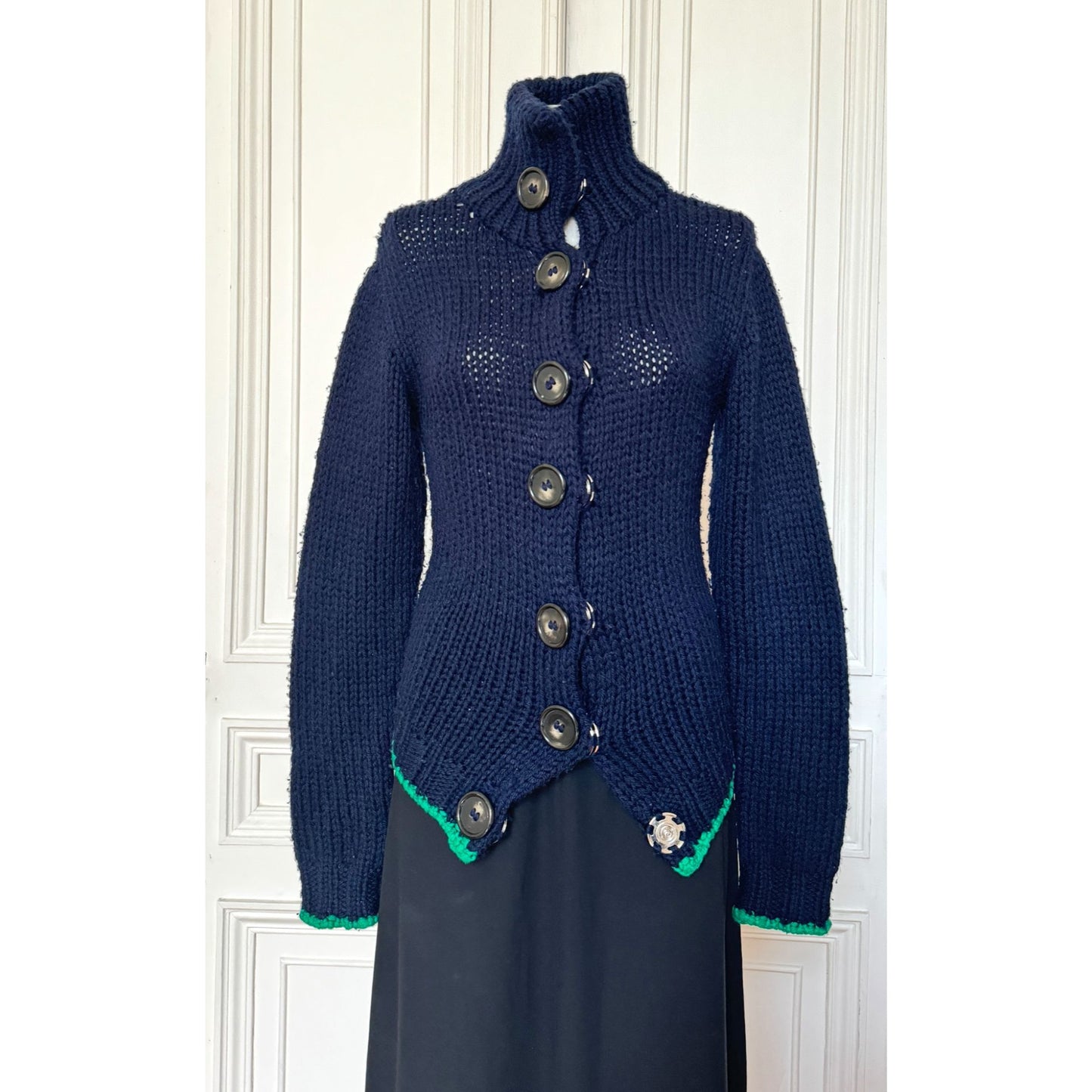 Phoebe Philo  Navy Chunky Knit Cardigan 