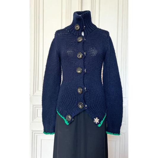 Phoebe Philo  Navy Chunky Knit Cardigan 