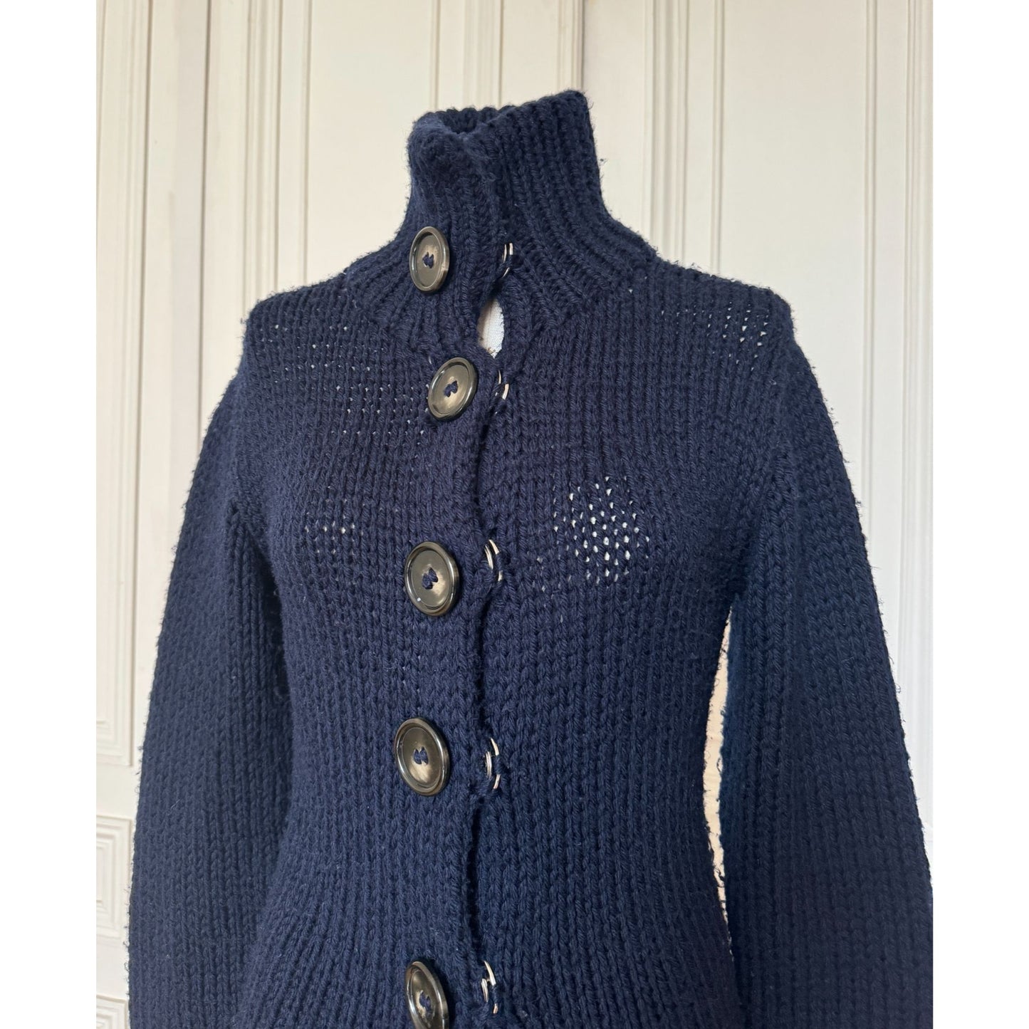 Phoebe Philo  Navy Chunky Knit Cardigan 
