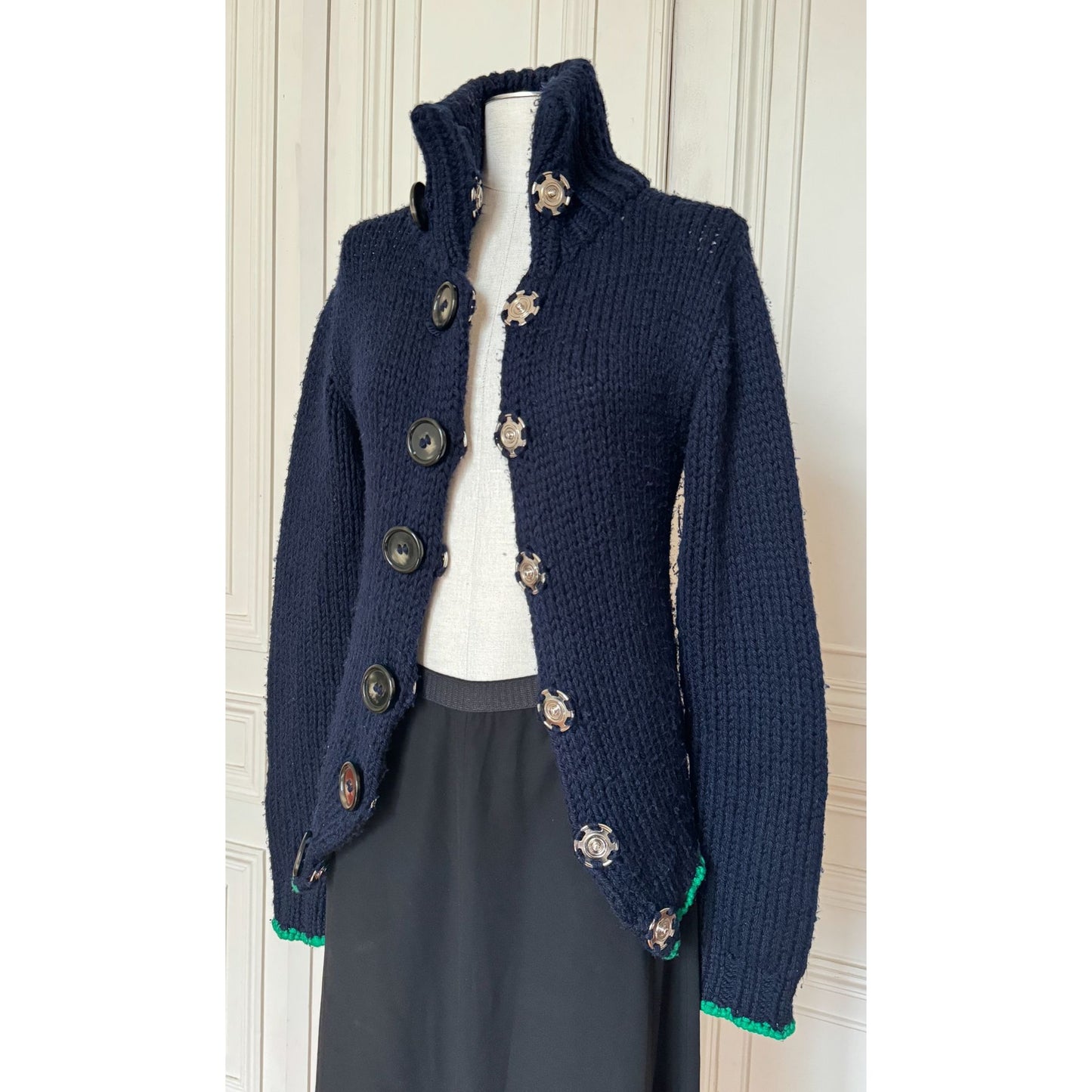 Phoebe Philo  Navy Chunky Knit Cardigan 