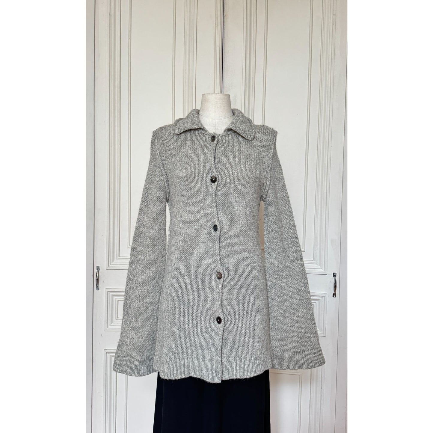 FW 1993 Grey Alpaca Wool Long Cardigan