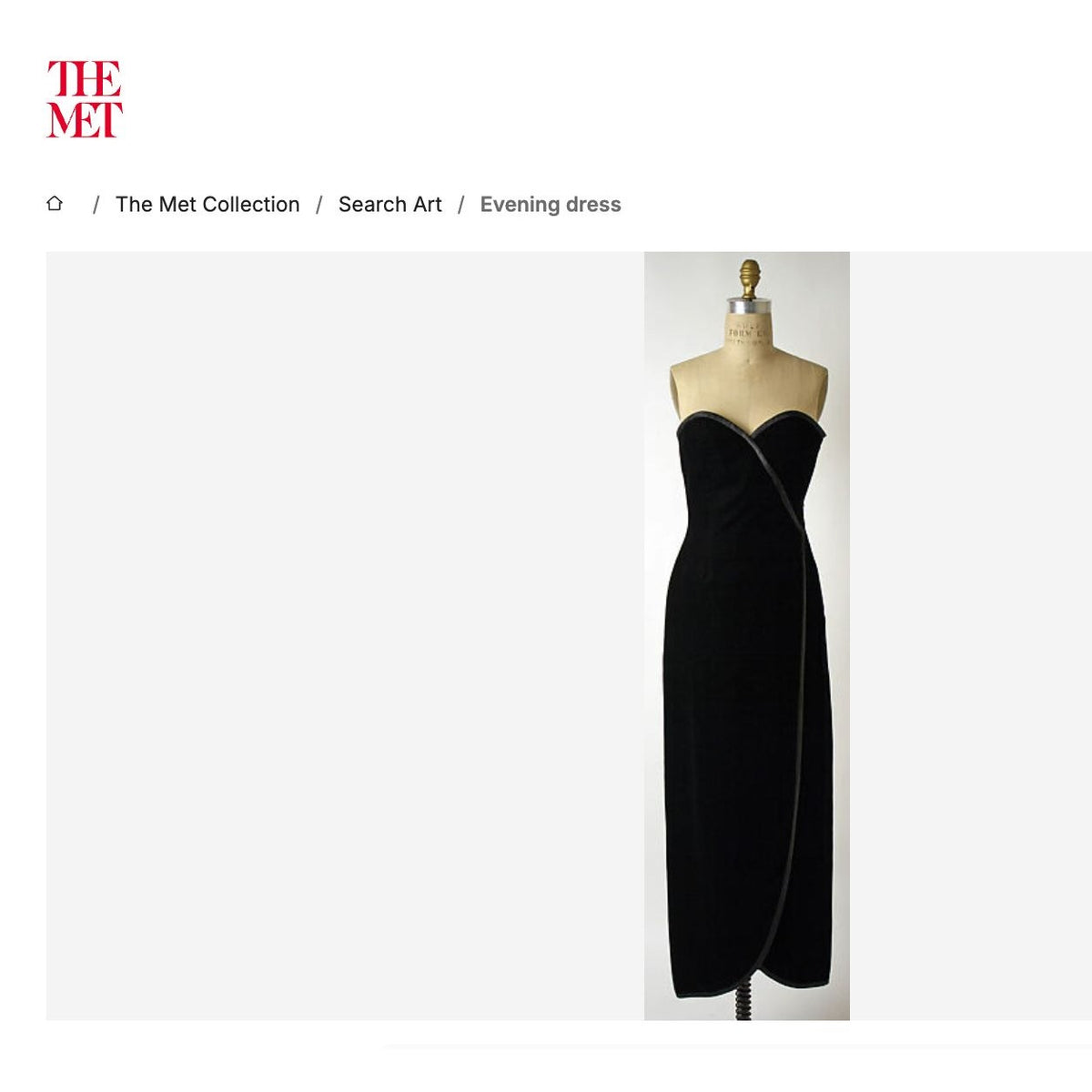 FW 1984–1985 Haute Couture Black Velvet Bustier Dress