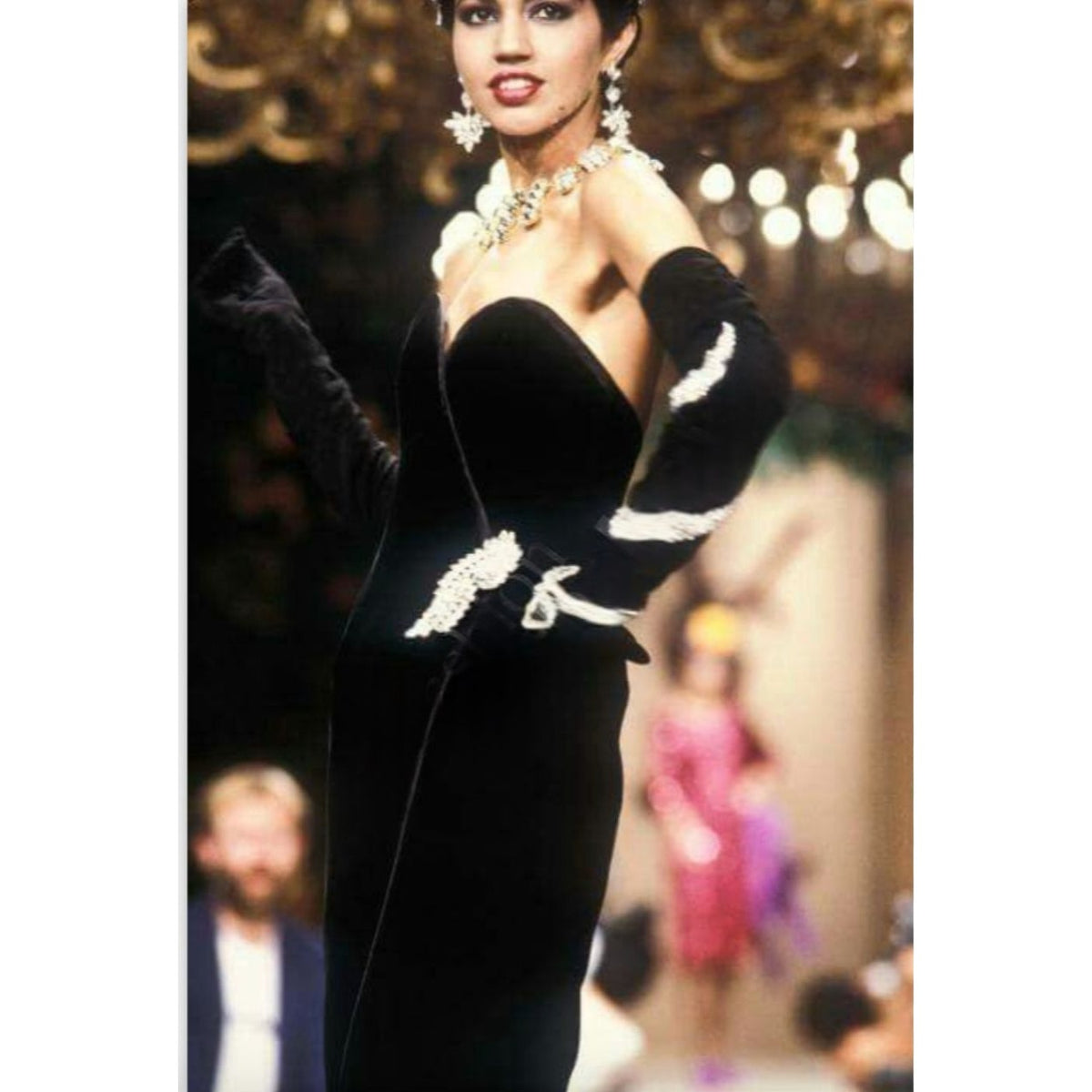 FW 1984–1985 Haute Couture Black Velvet Bustier Dress