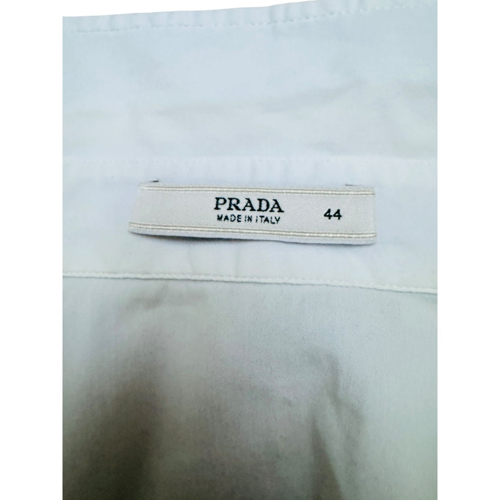 White Shirt Blurry embroidered patch Prada